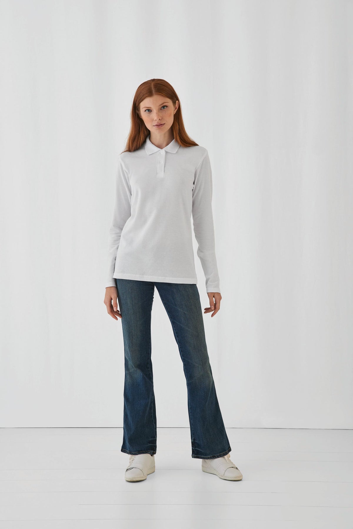 B&C CGPWI13 ID.001 Ladies' long-sleeve polo shirt