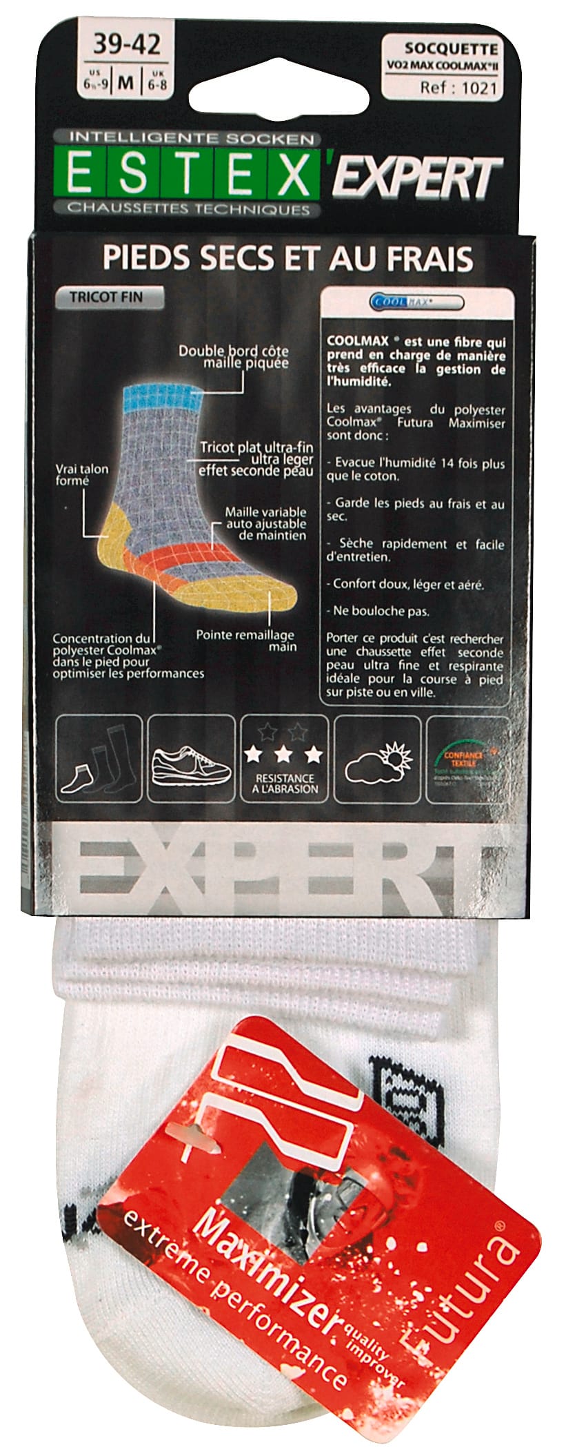 Estex ES1021 Set van 2 paar enkelsokken Vo2 Coolmax
