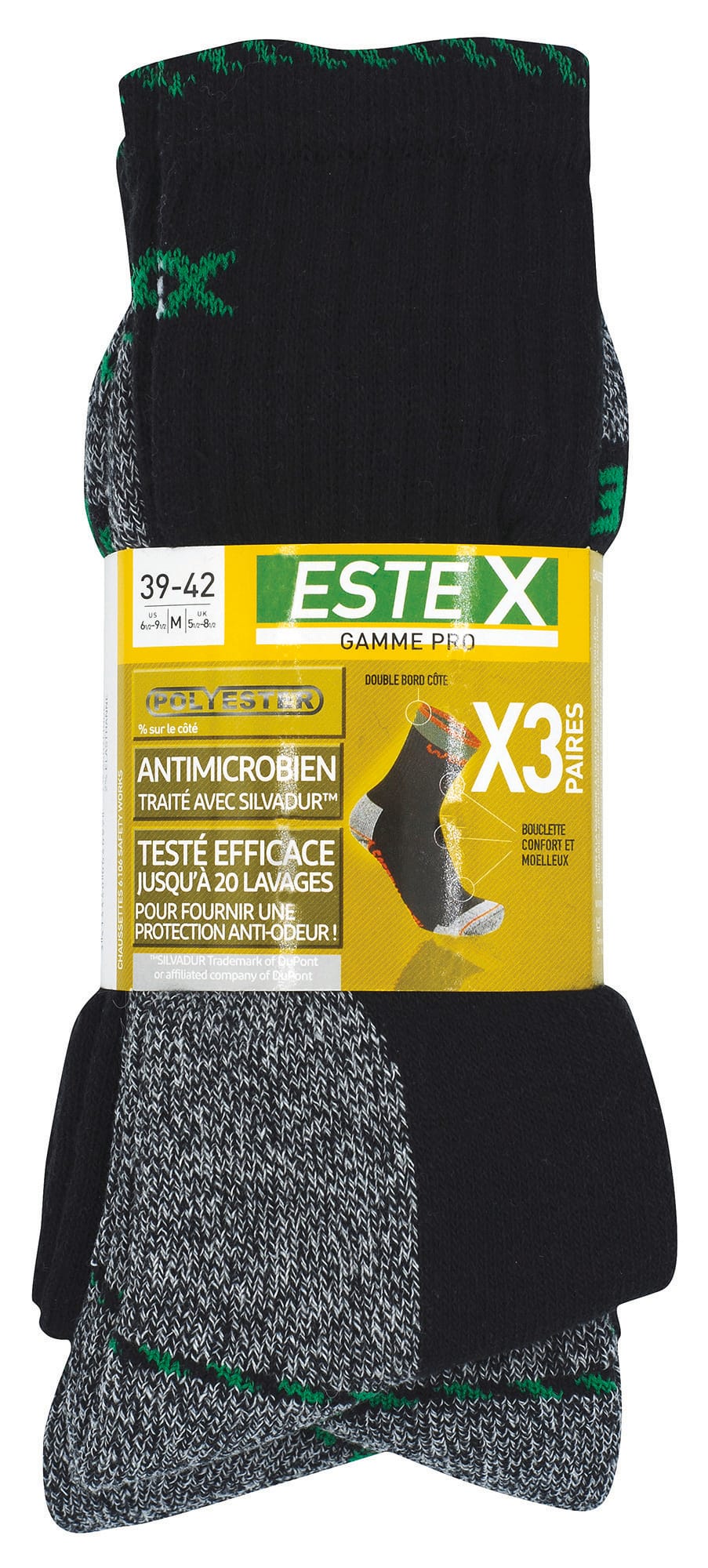 Estex ES6106 Set van 3 paar sokken SAFETY WORK