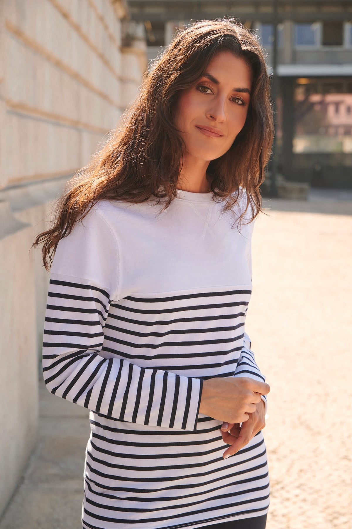Front Row FR134 Gestreept T-shirt met lange mouwen