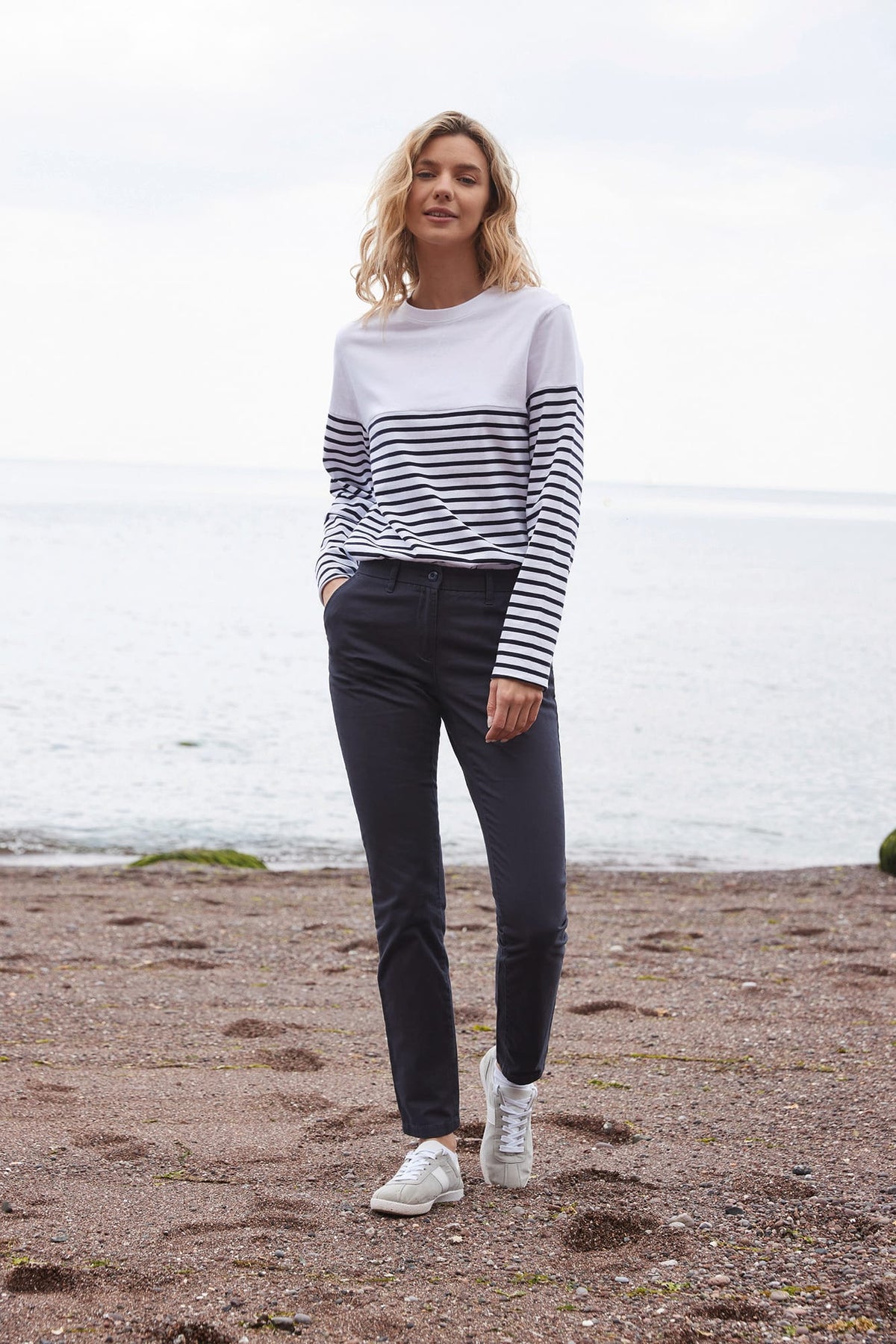 Front Row FR134 Gestreept T-shirt met lange mouwen