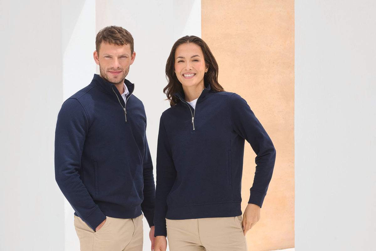 Henbury H842 unisex sweater met ritskraag