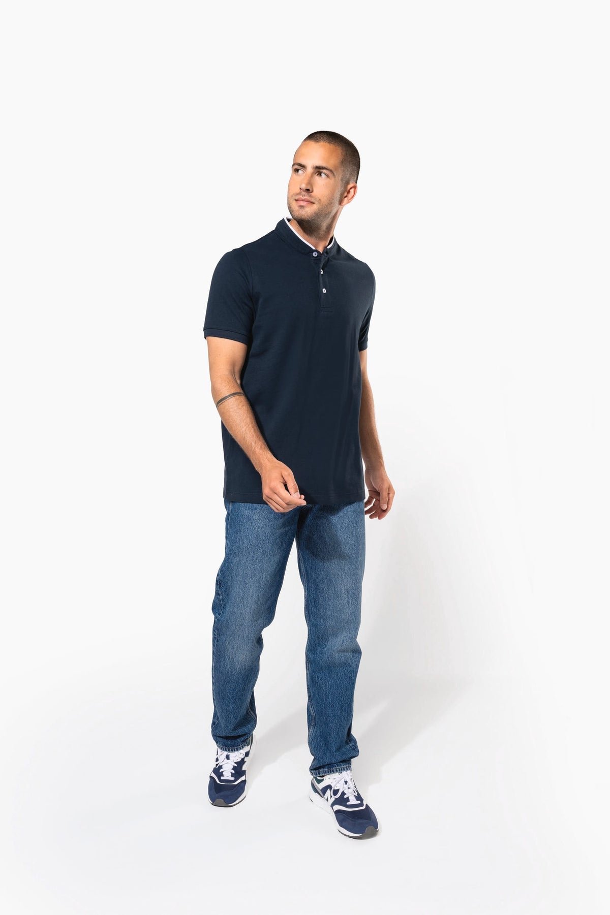 Kariban K223 Herenpolo met maokraag en korte mouwen