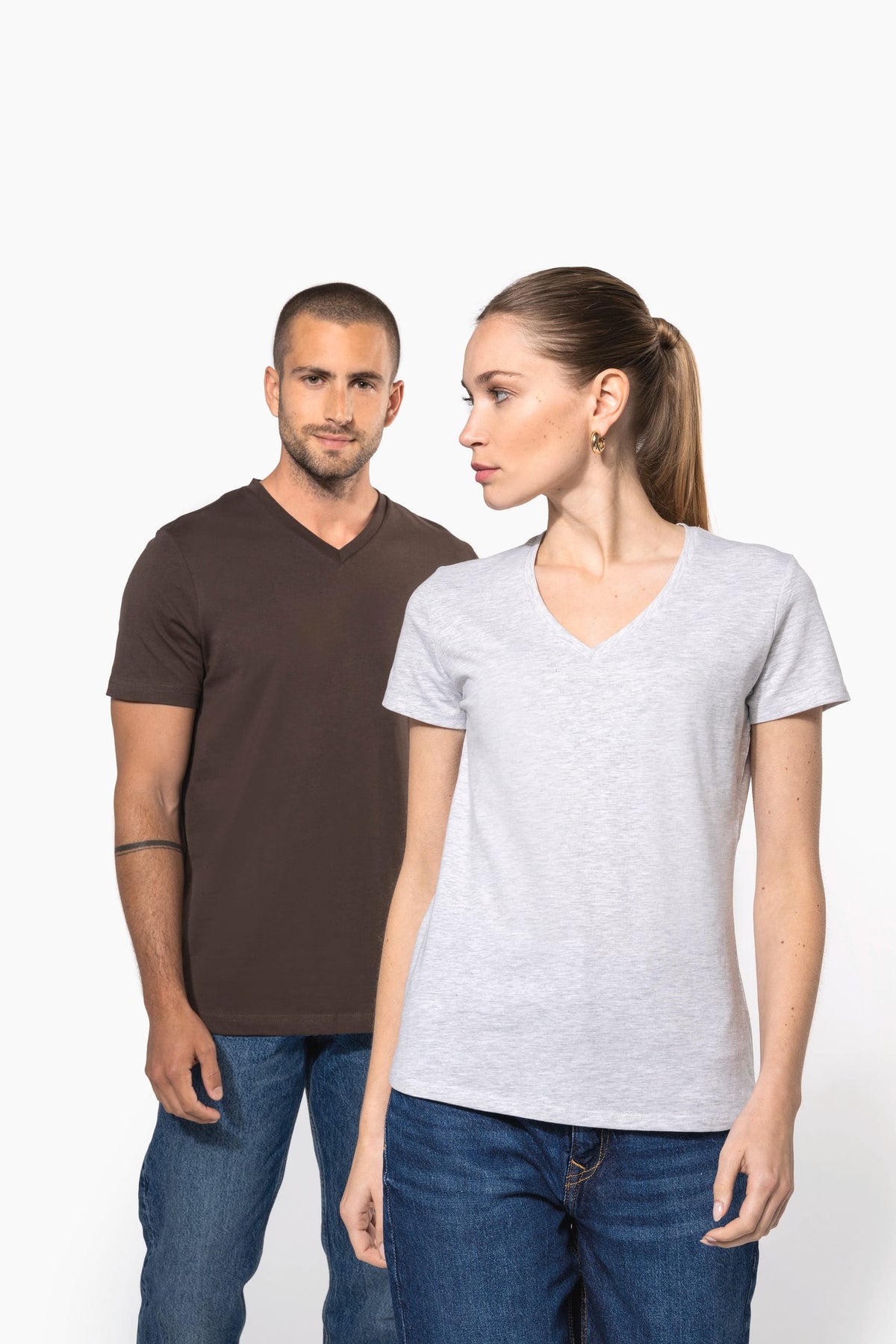Kariban K381 Dames T-shirt v-hals met korte mouwen