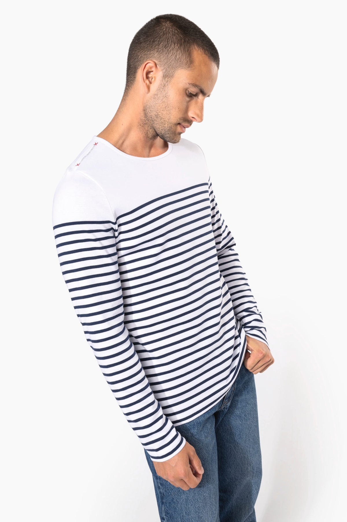 Kariban K366 Gestreept heren-T-shirt lange mouwen