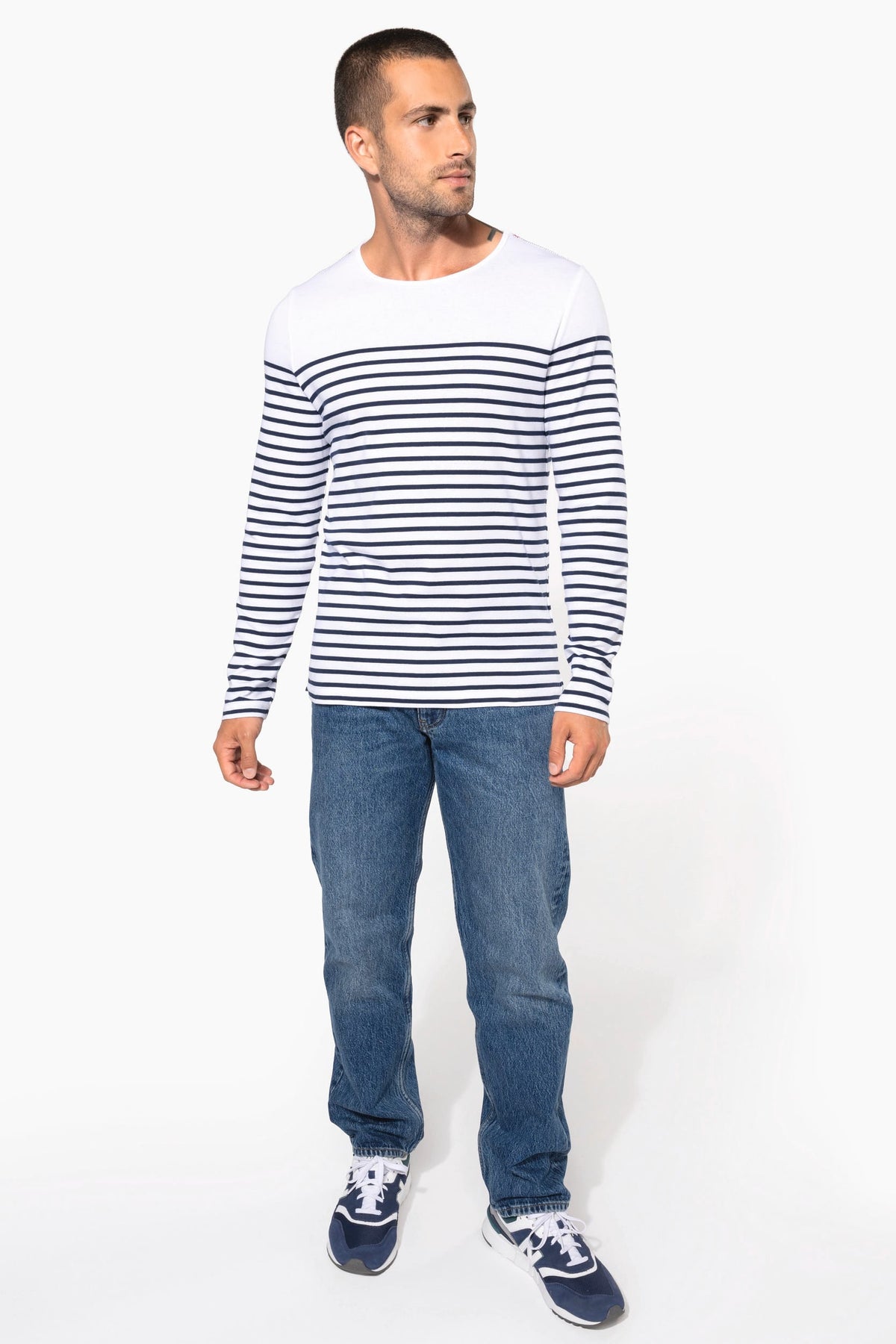 Kariban K366 Gestreept heren-T-shirt lange mouwen