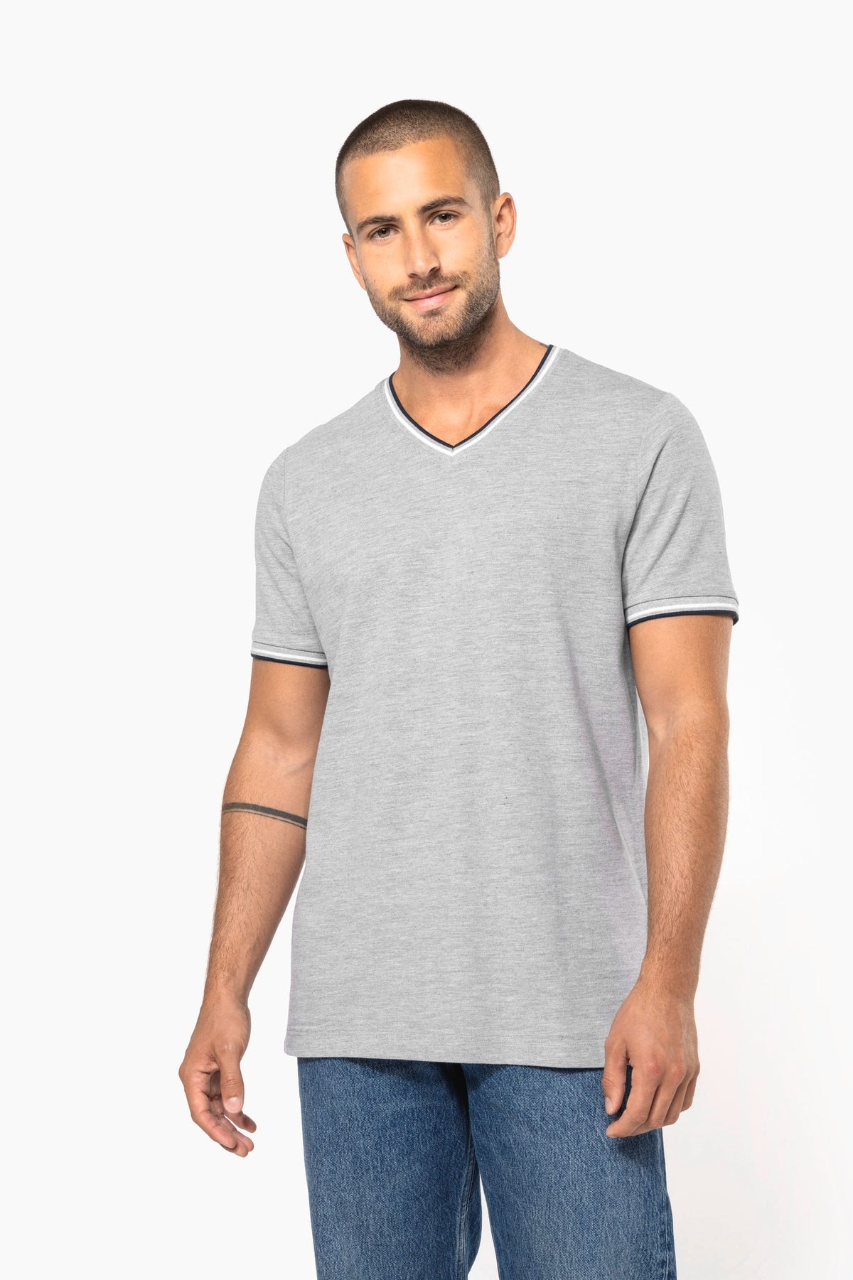 Kariban K374 Heren-T-shirt piqué V-hals