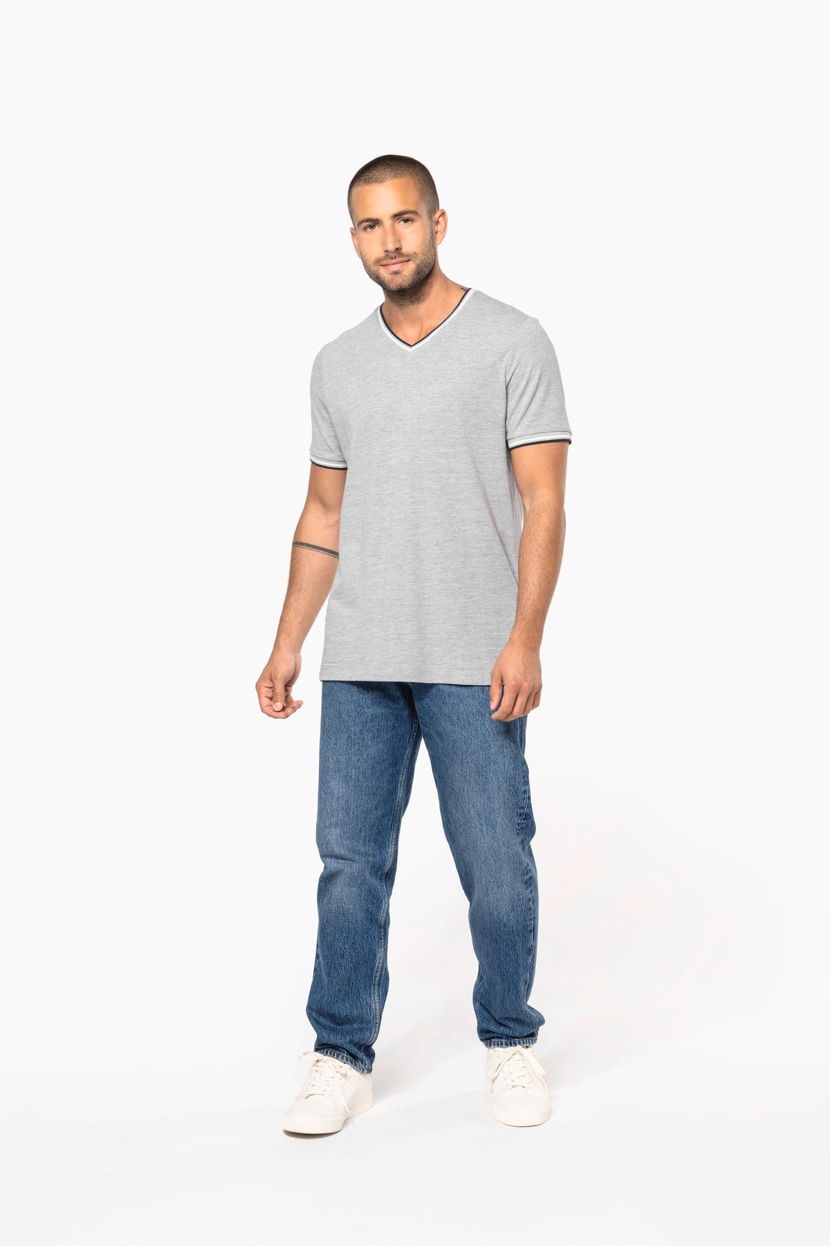 Kariban K374 Heren-T-shirt piqué V-hals