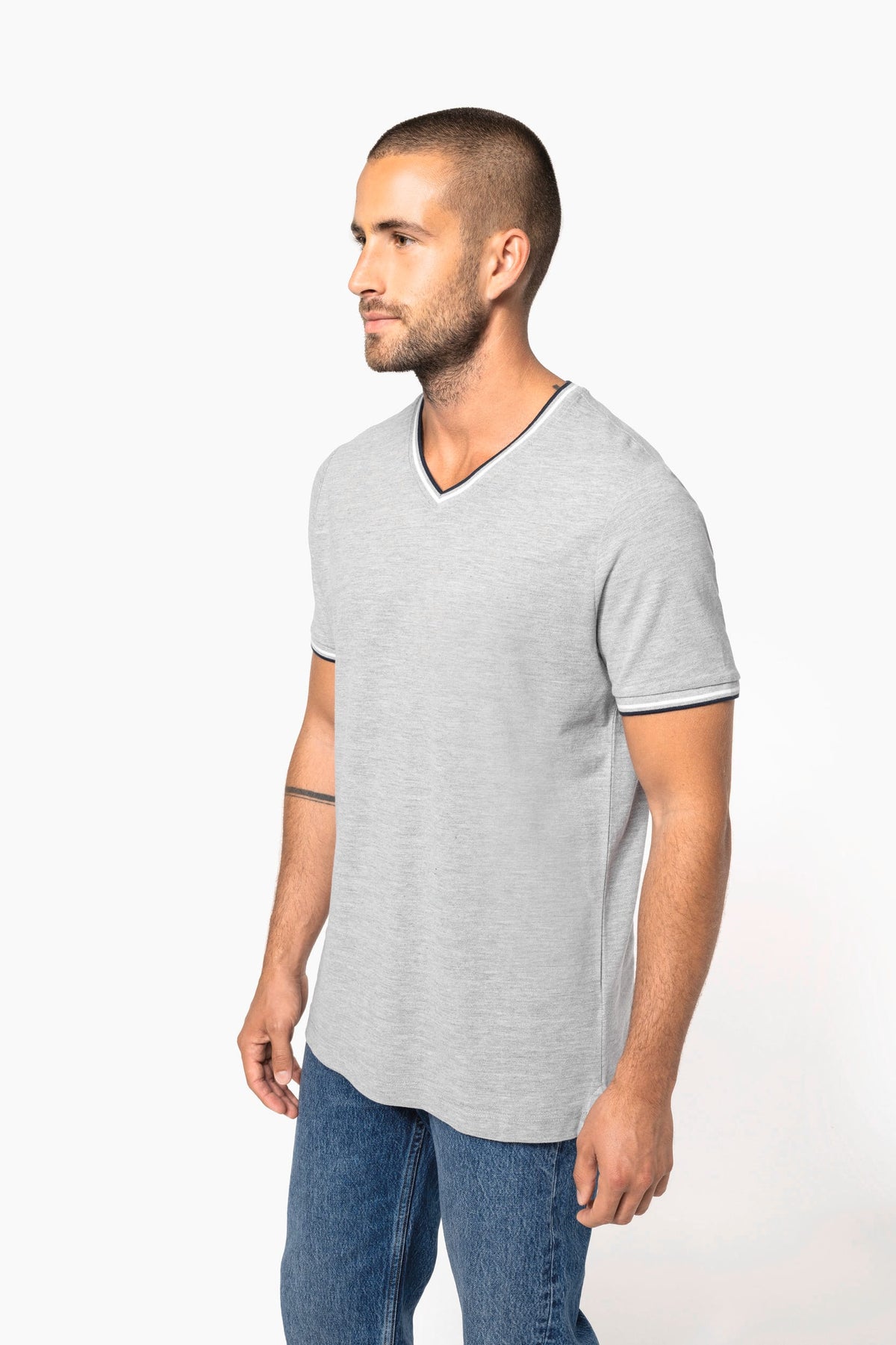 Kariban K374 Heren-T-shirt piqué V-hals