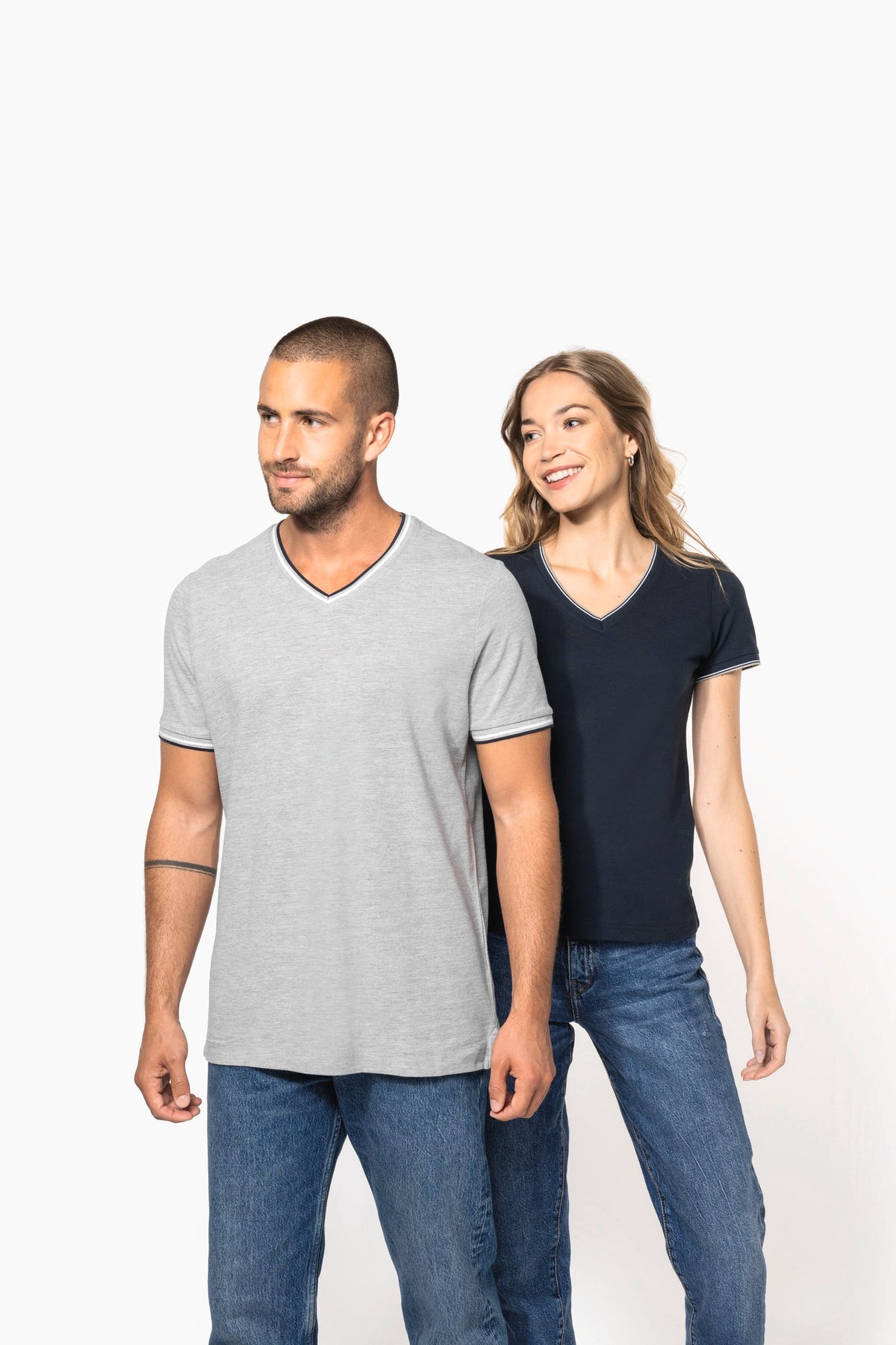 Kariban K374 Heren-T-shirt piqué V-hals
