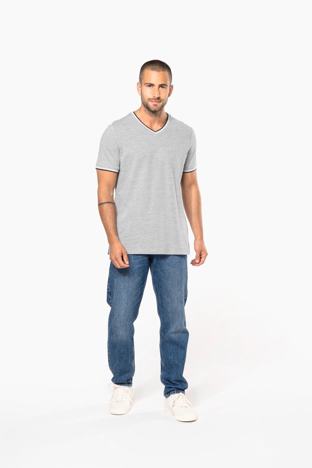Kariban K374 Heren-T-shirt piqué V-hals
