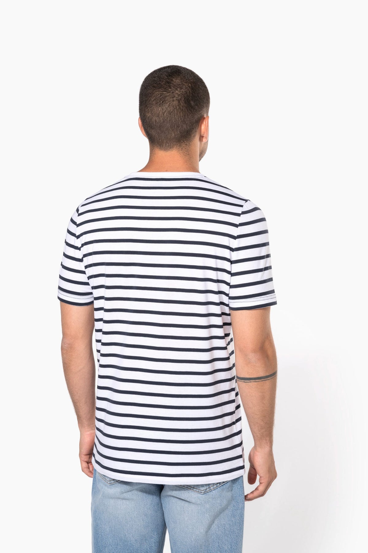 Kariban K378 Gestreept T-shirt met zak en korte mouwen