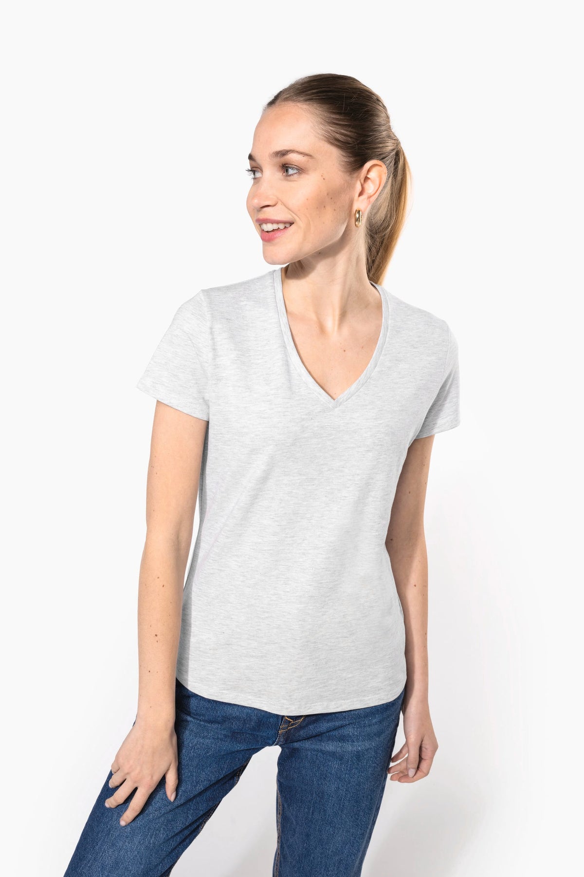 Kariban K381 Dames T-shirt v-hals met korte mouwen