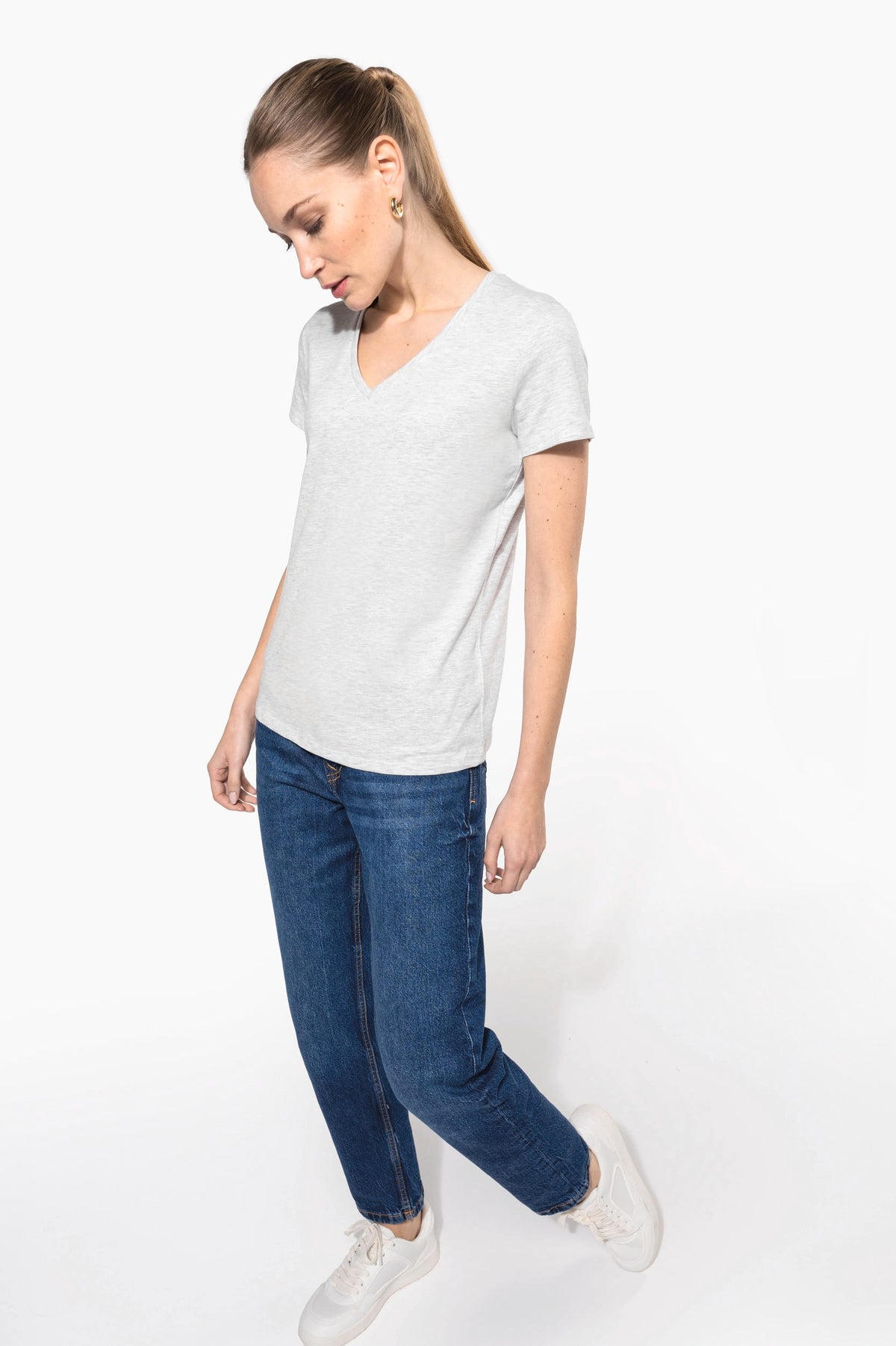 Kariban K381 Dames T-shirt v-hals met korte mouwen