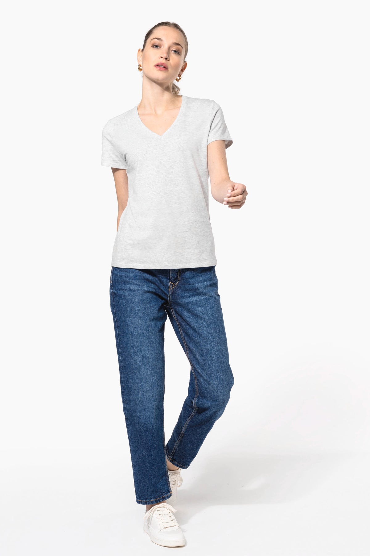 Kariban K381 Dames T-shirt v-hals met korte mouwen