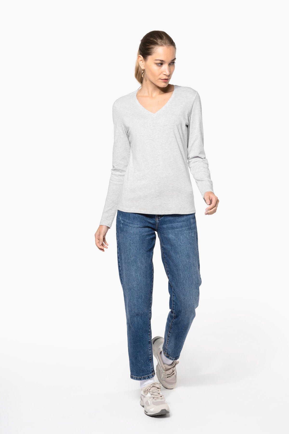 Kariban K382 Dames T-shirt V-hals lange mouwen