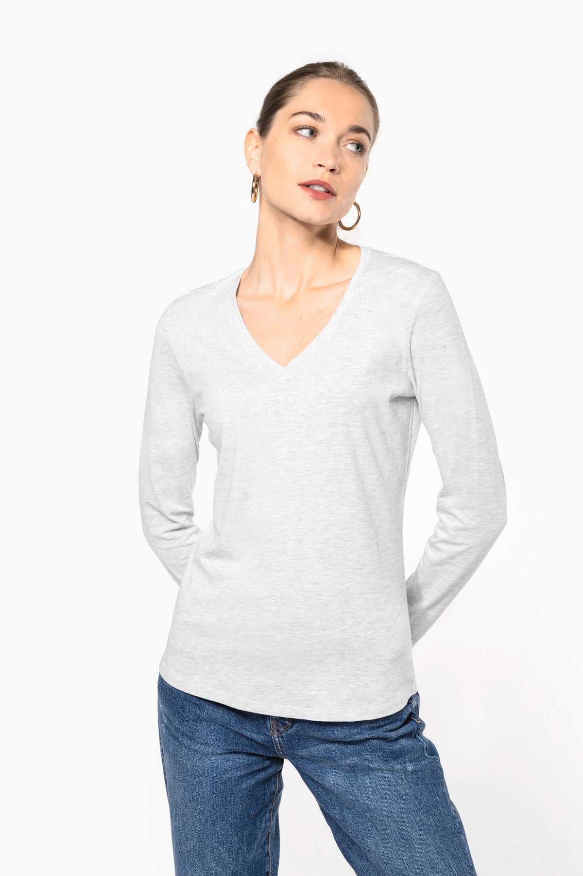 Kariban K382 Dames T-shirt V-hals lange mouwen