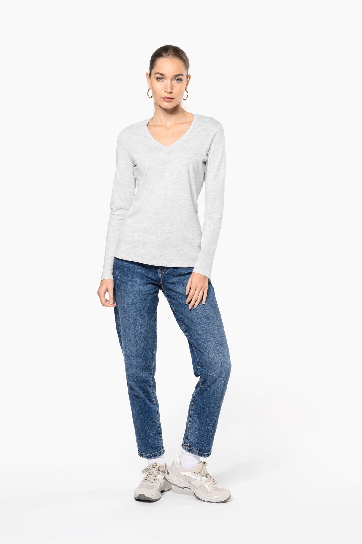 Kariban K382 Dames T-shirt V-hals lange mouwen