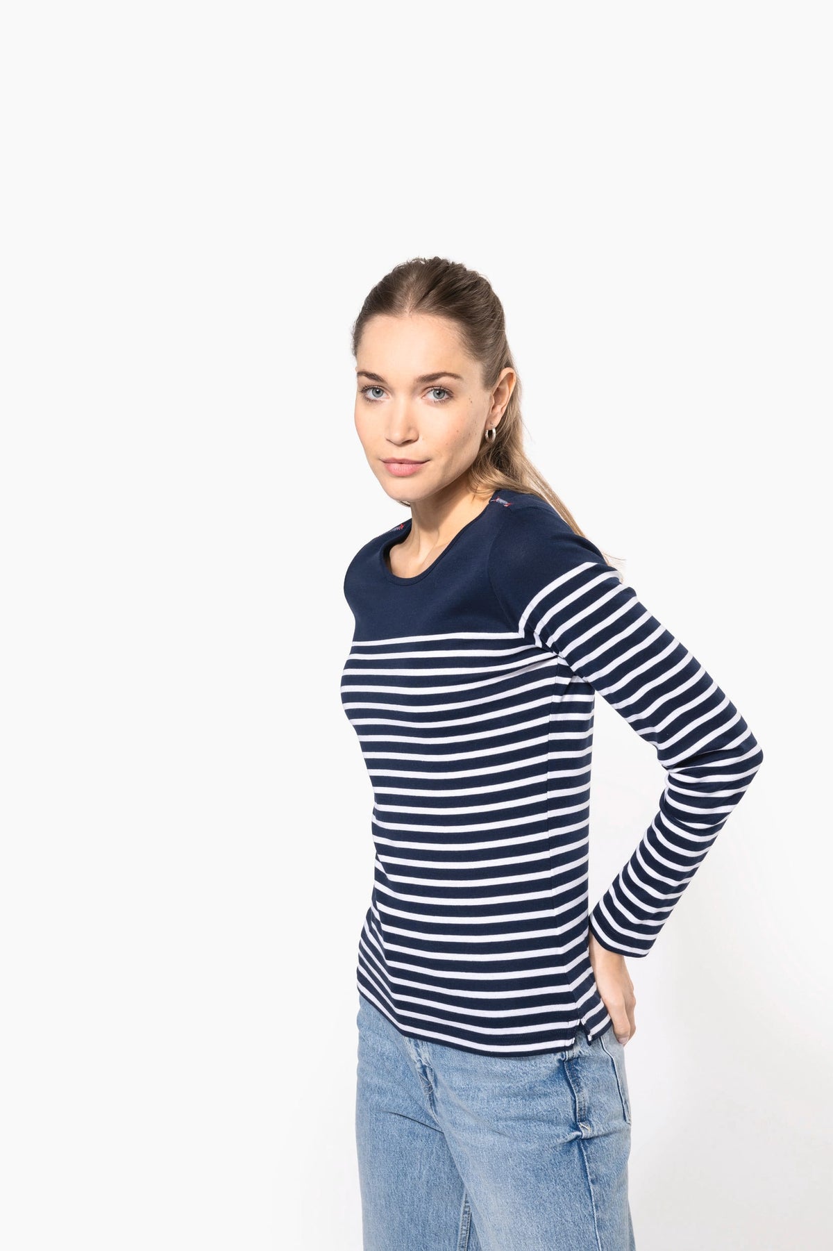 Kariban K386 Gestreept dames-T-shirt lange mouwen