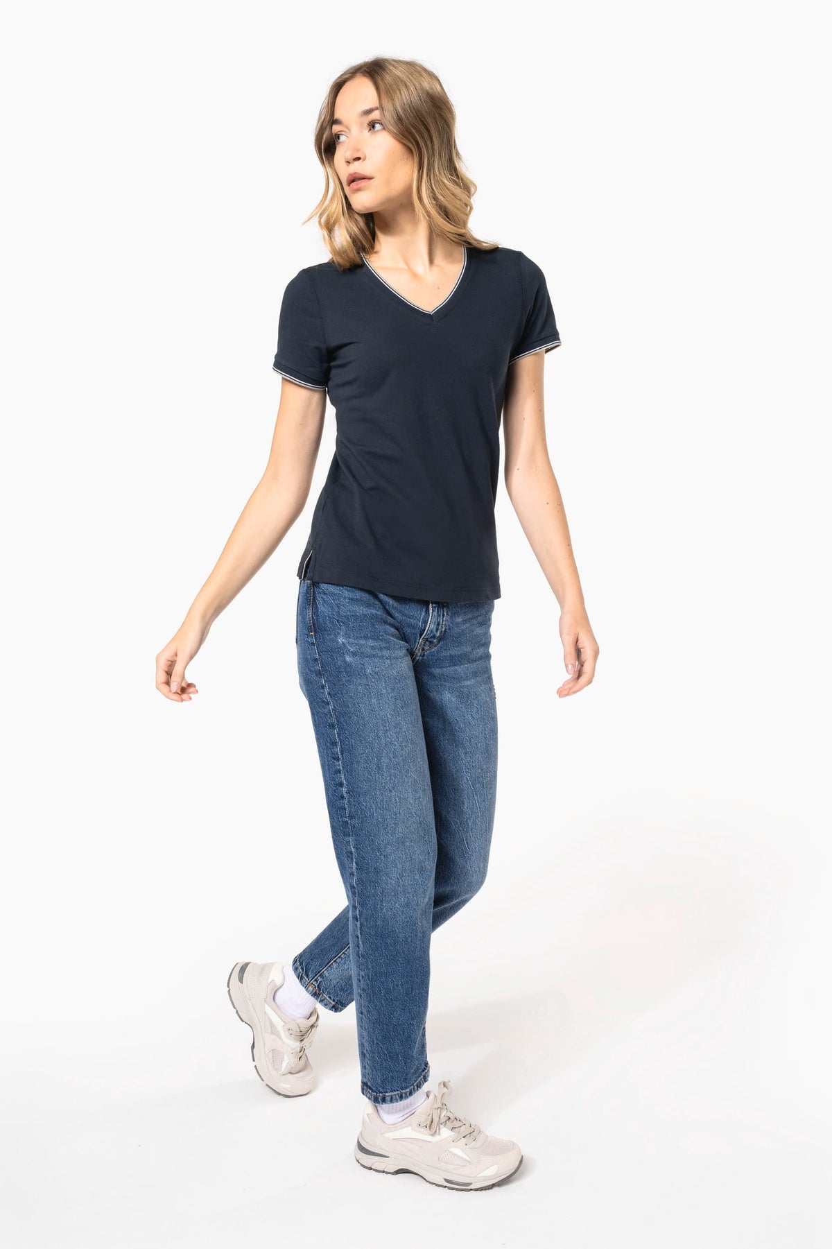 Kariban K394 Dames-T-shirt piqué V-hals