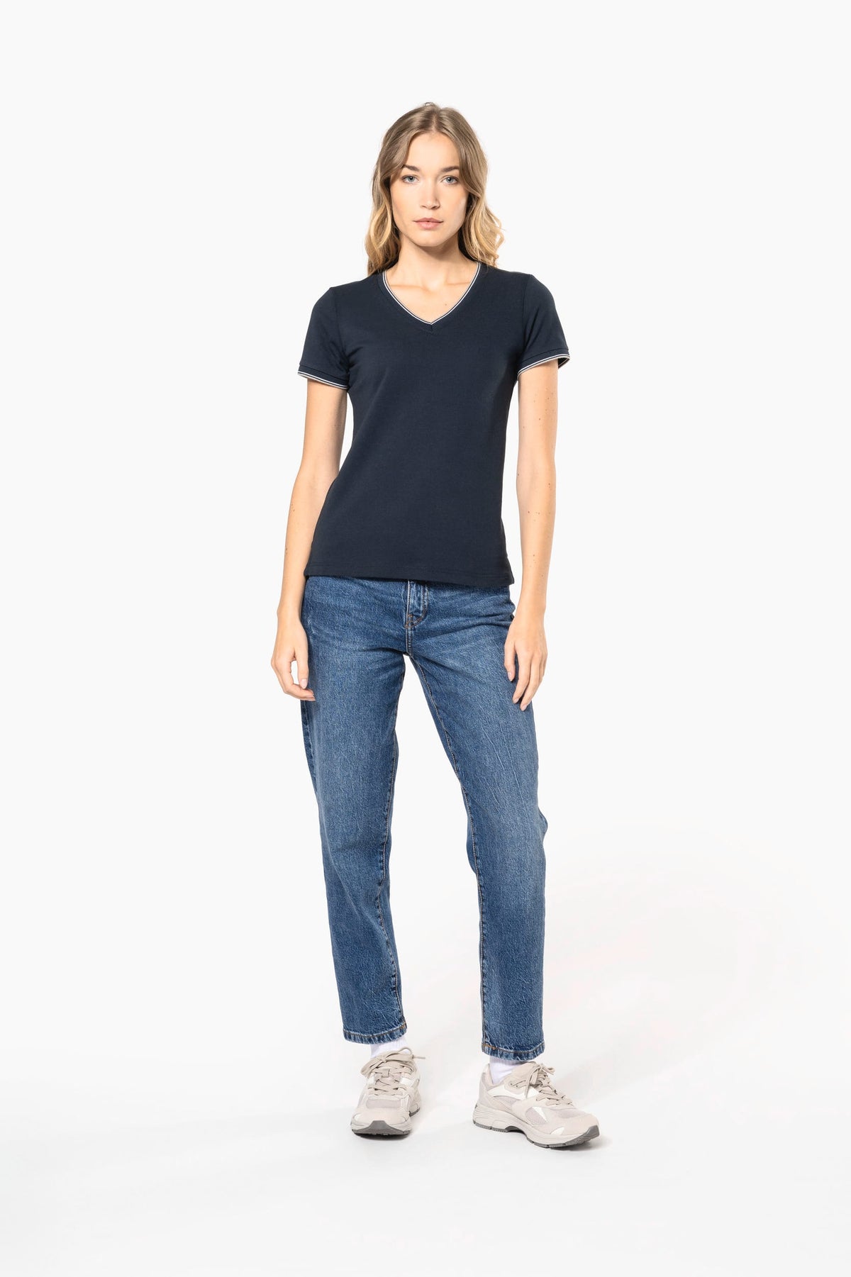 Kariban K394 Dames-T-shirt piqué V-hals