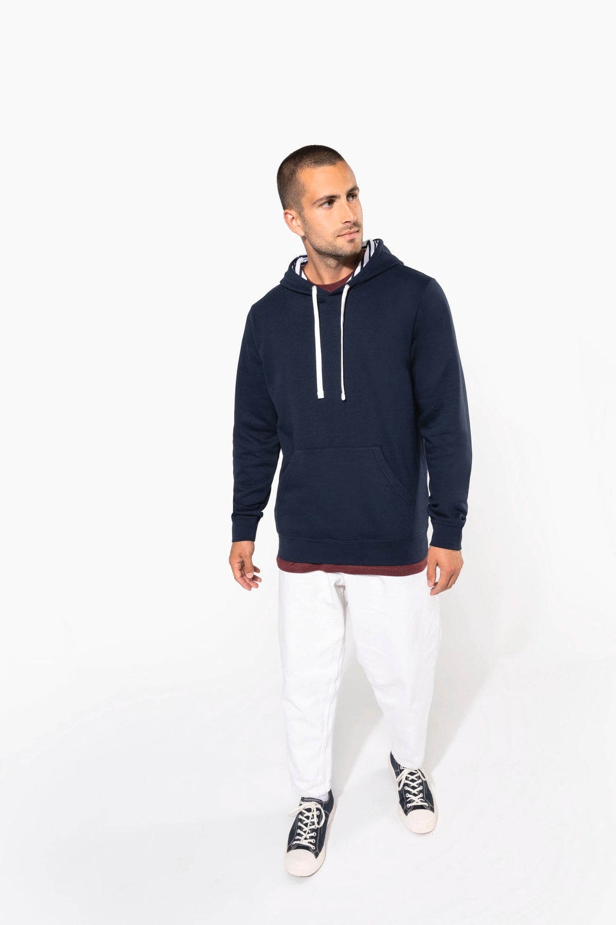 Kariban K4013 unisex sweater met capuchon met contrasterend motief