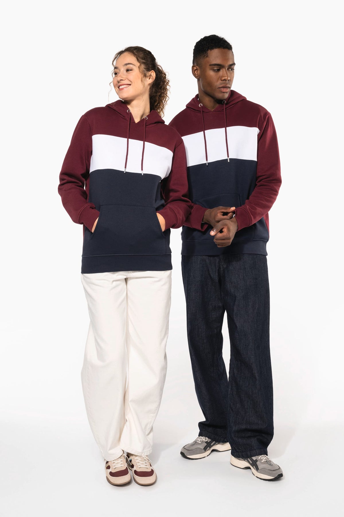 Kariban K4016 Driekleurige unisex sweater met capuchon