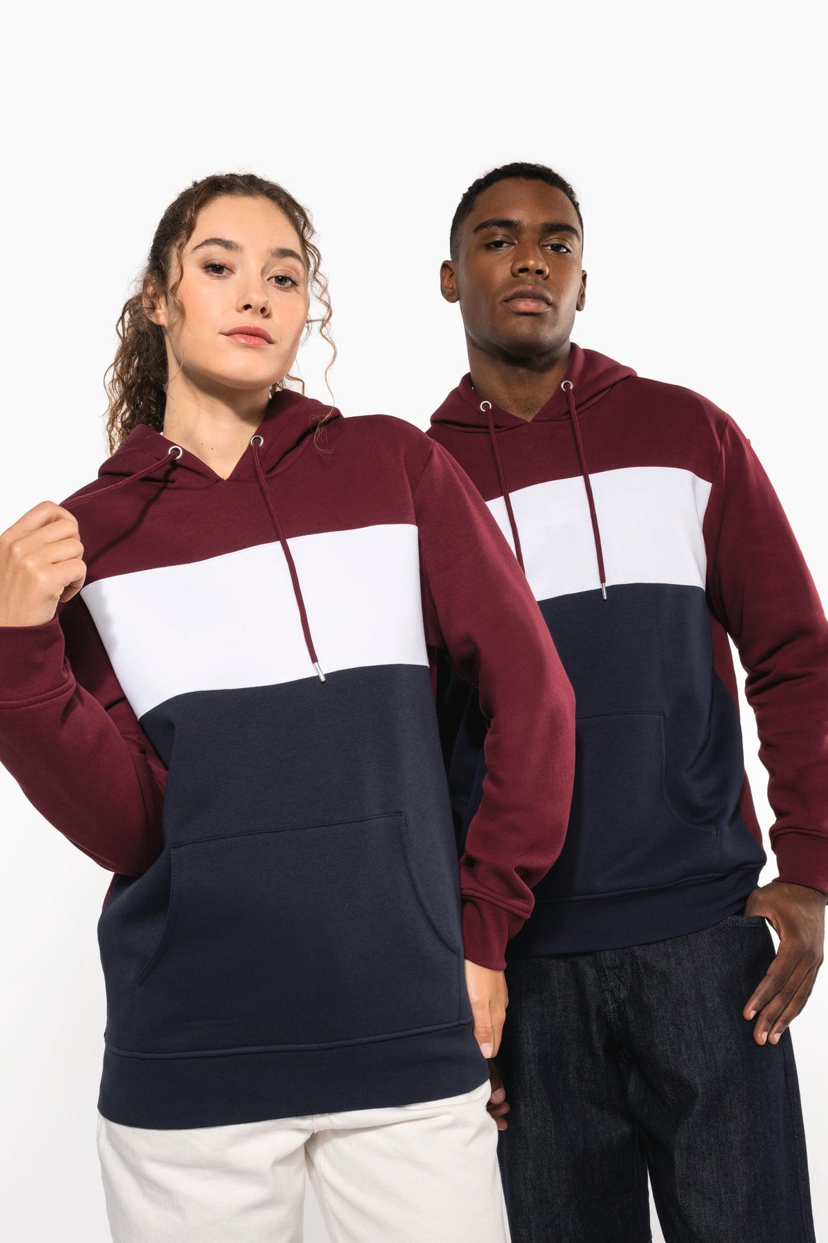 Kariban K4016 Driekleurige unisex sweater met capuchon