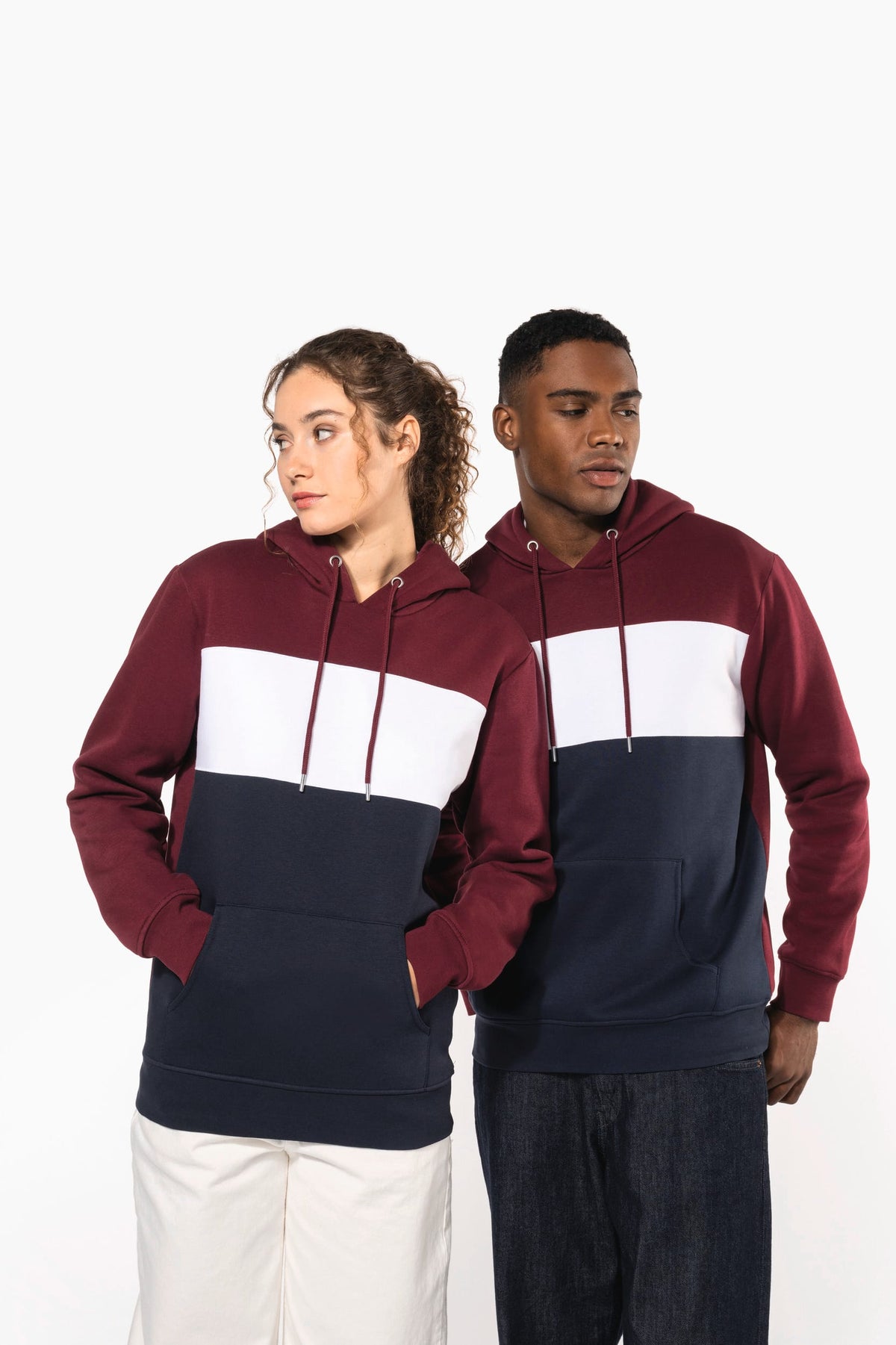 Kariban K4016 Driekleurige unisex sweater met capuchon