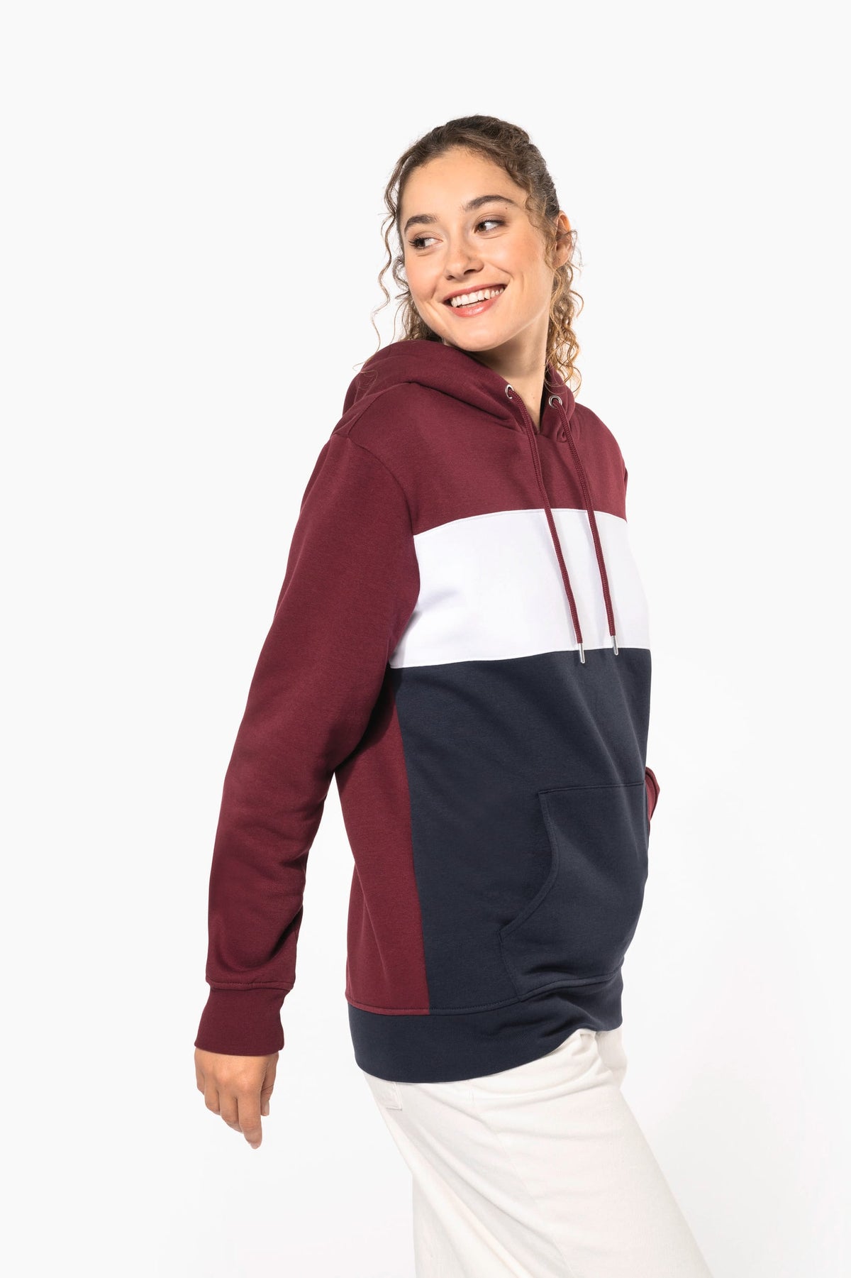 Kariban K4016 Driekleurige unisex sweater met capuchon