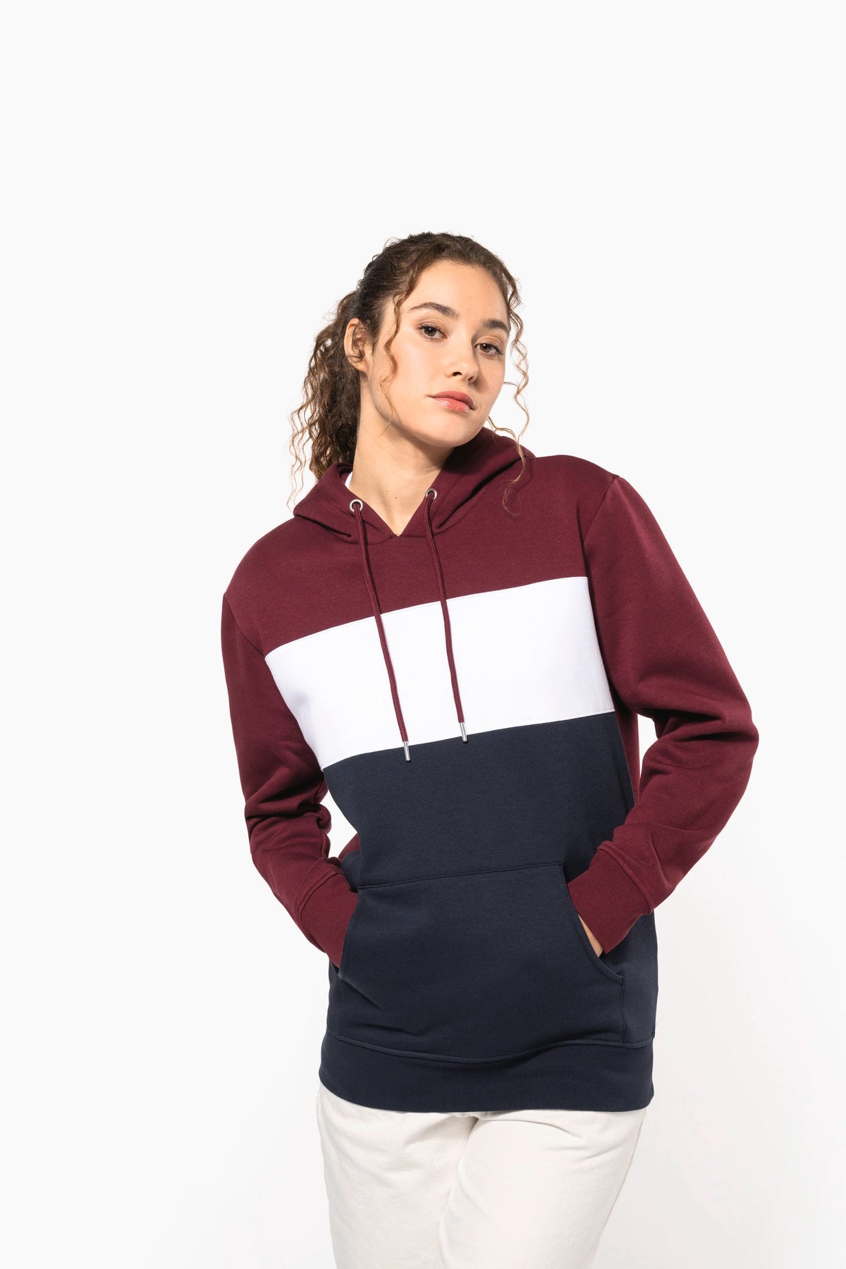 Kariban K4016 Driekleurige unisex sweater met capuchon