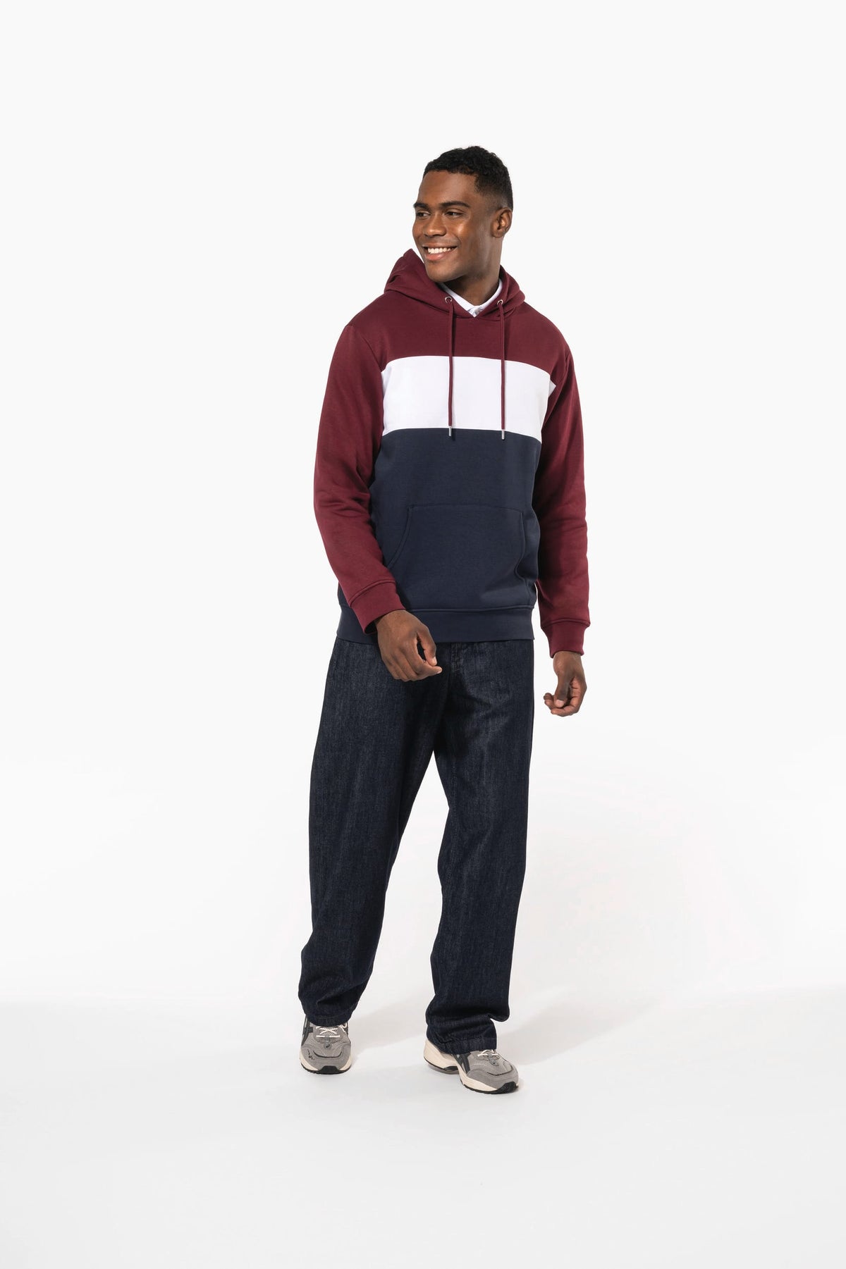 Kariban K4016 Driekleurige unisex sweater met capuchon