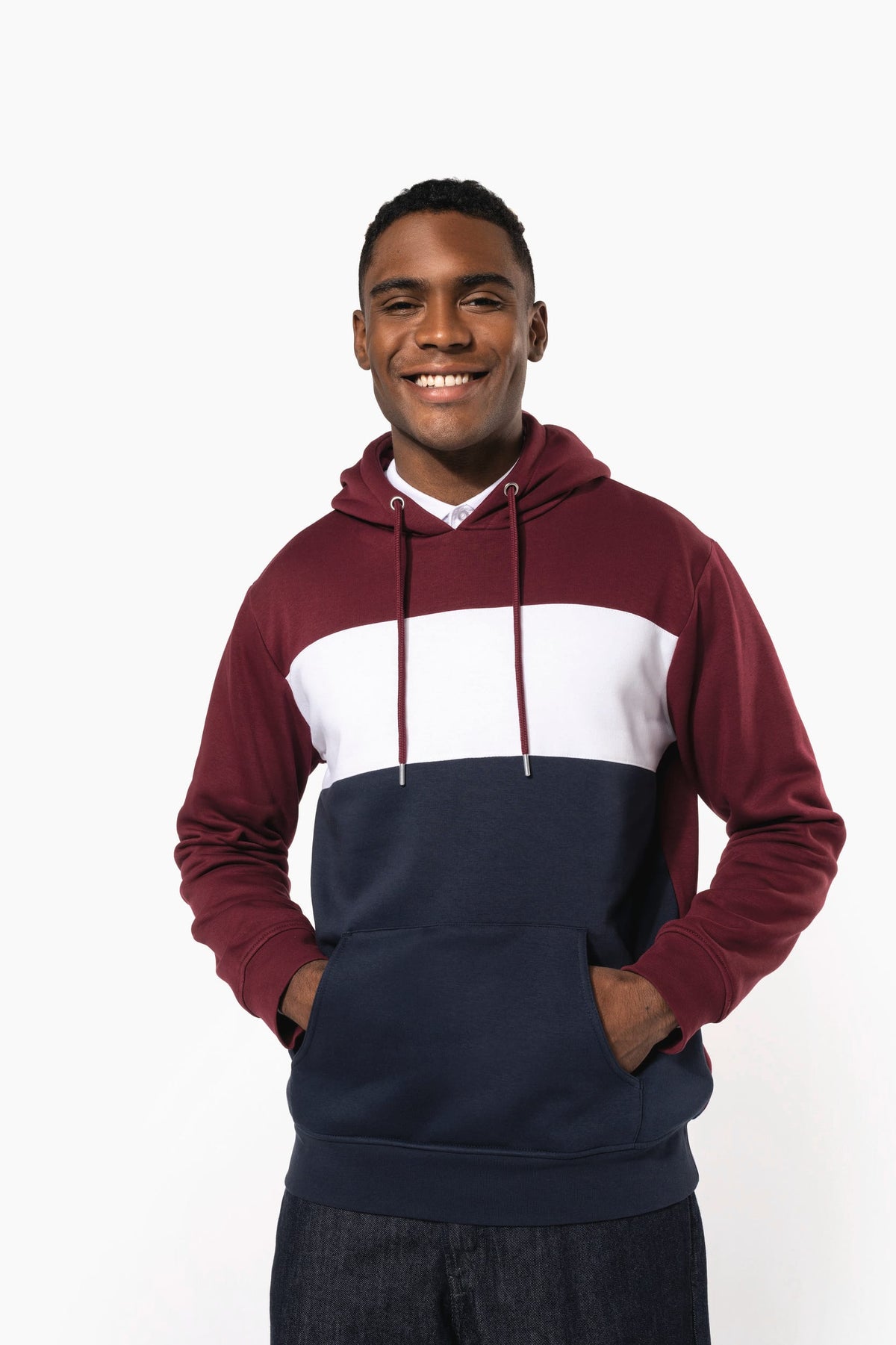 Kariban K4016 Driekleurige unisex sweater met capuchon