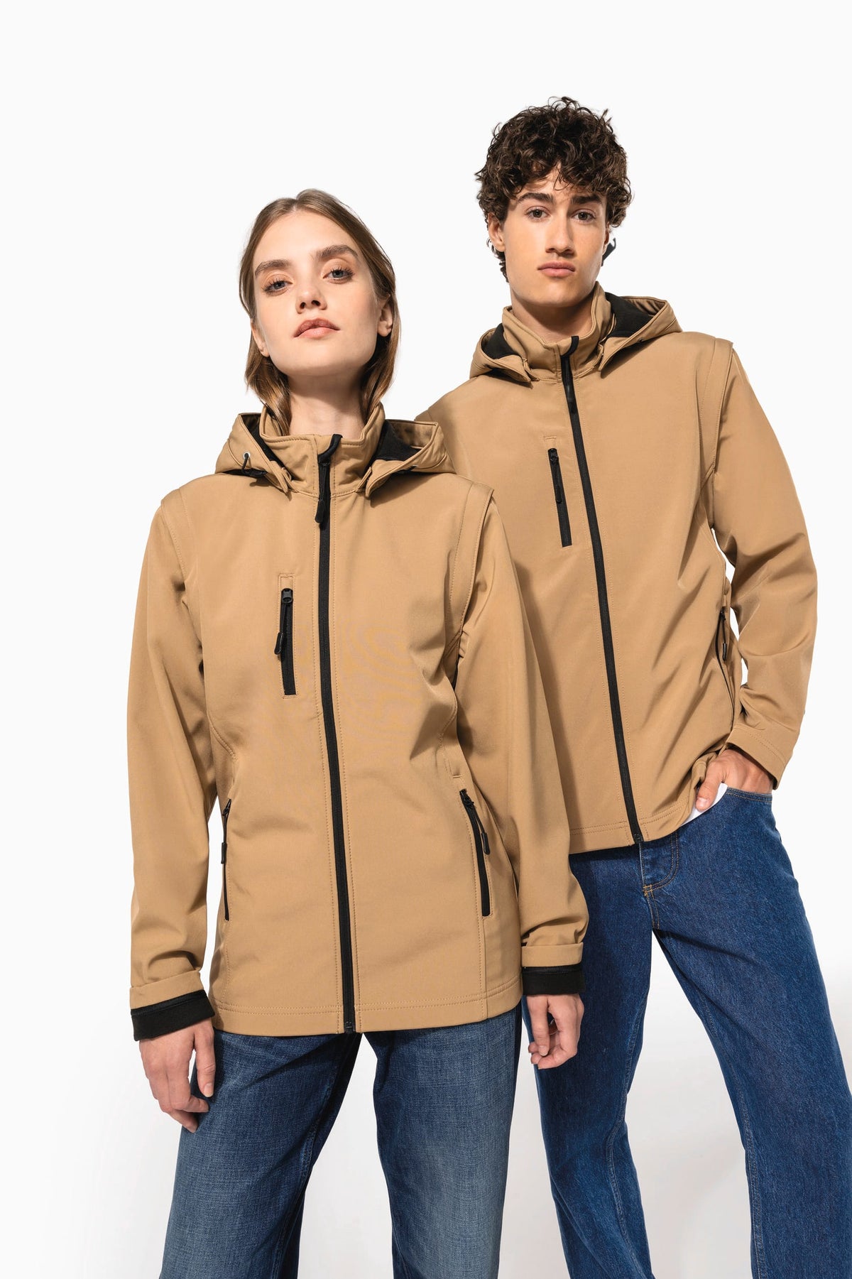 Kariban K422 3-laags unisex softshelljas met afneembare capuchon en mouwen