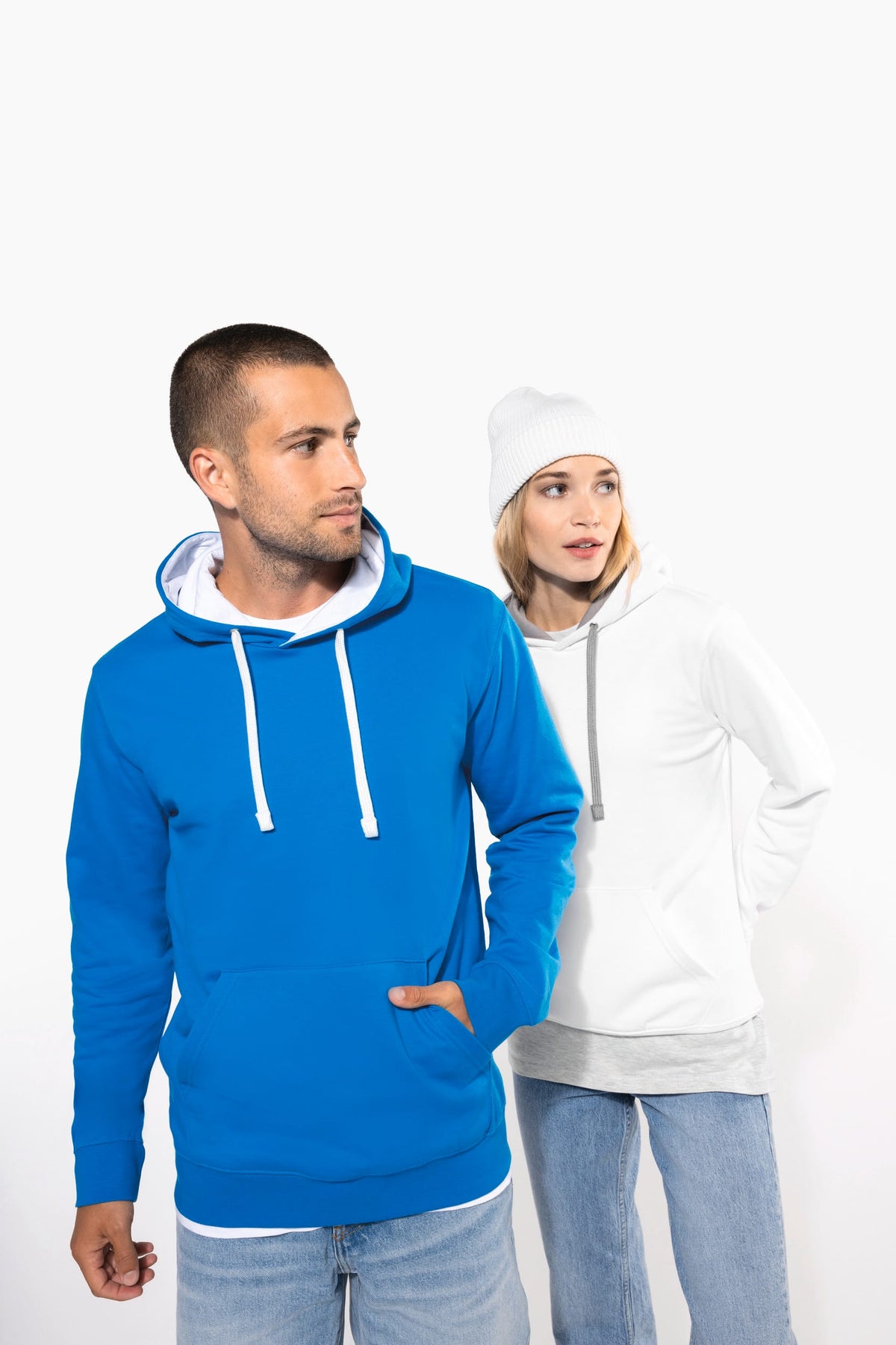 Kariban K446 Sweater met contrasterende capuchon