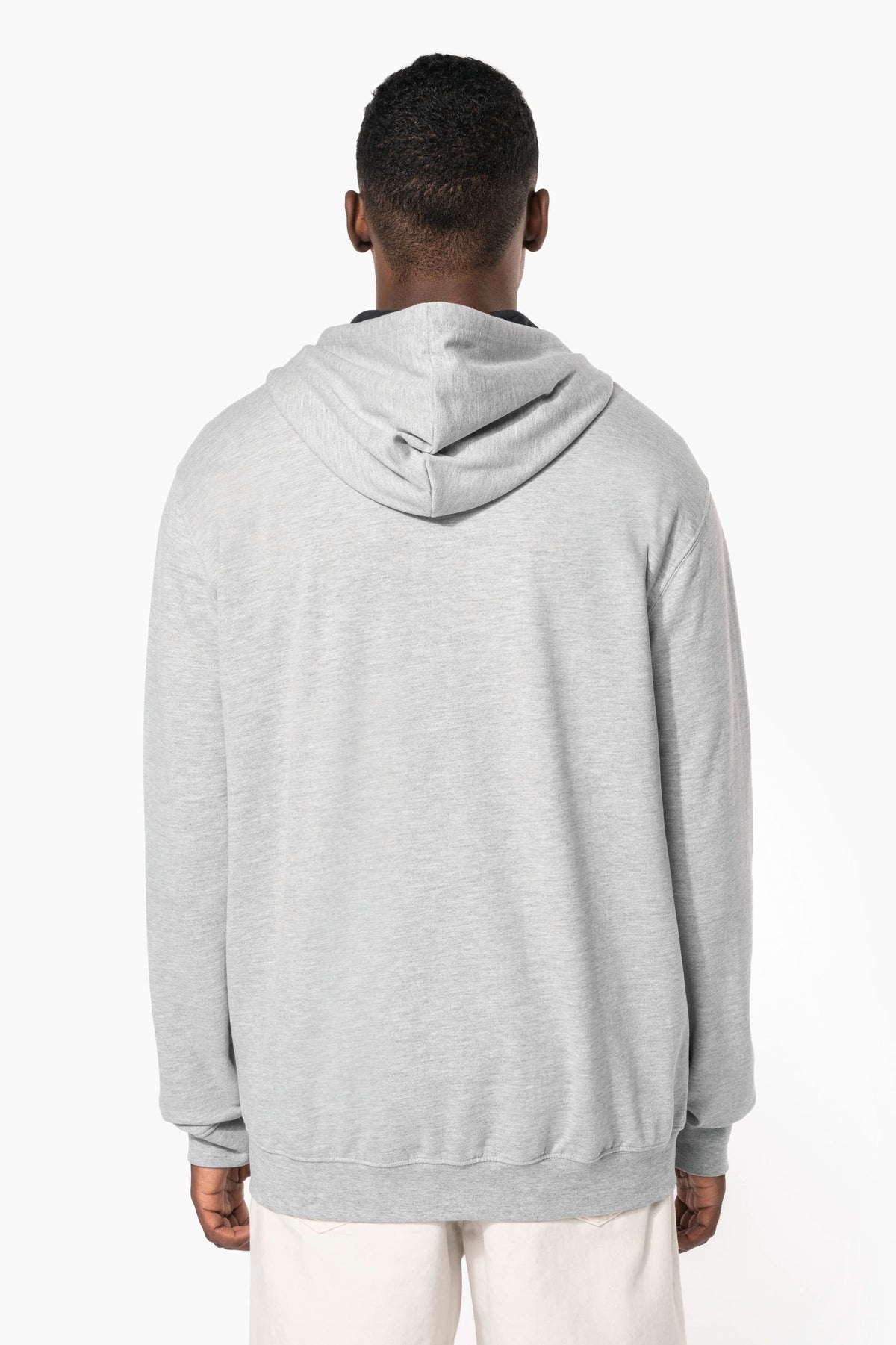 Kariban K466 Herensweater met rits en capuchon in contrasterende kleur