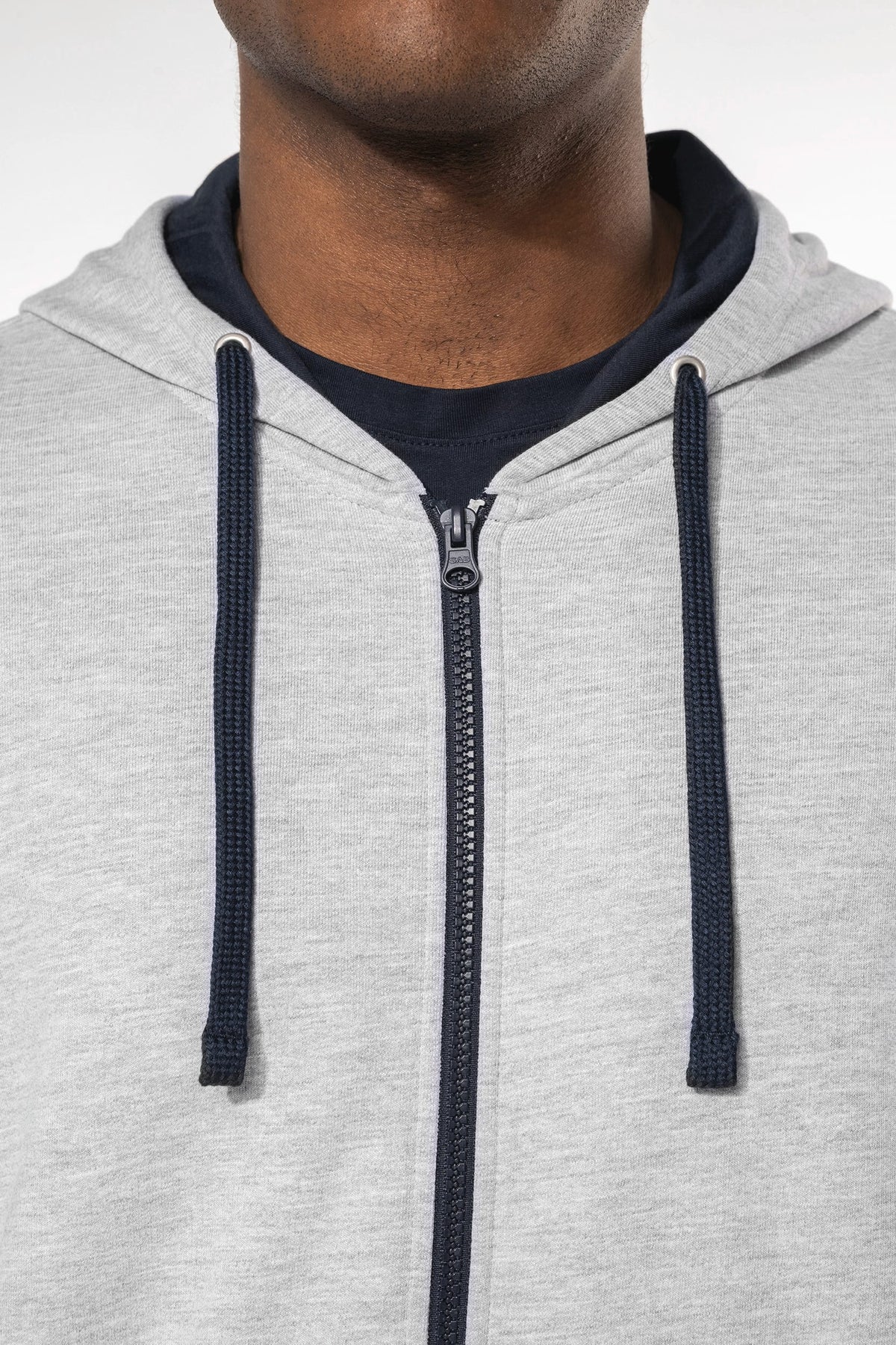 Kariban K466 Herensweater met rits en capuchon in contrasterende kleur