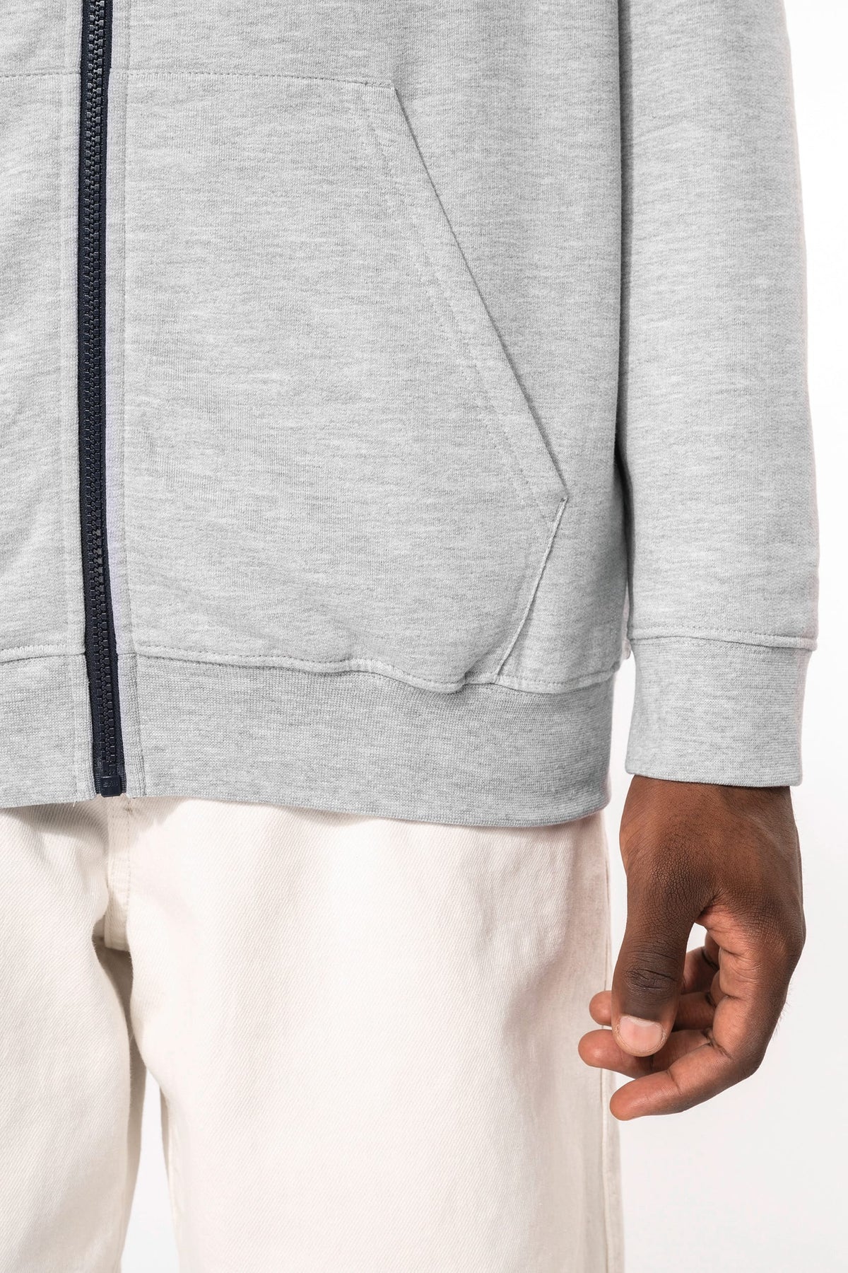 Kariban K466 Herensweater met rits en capuchon in contrasterende kleur
