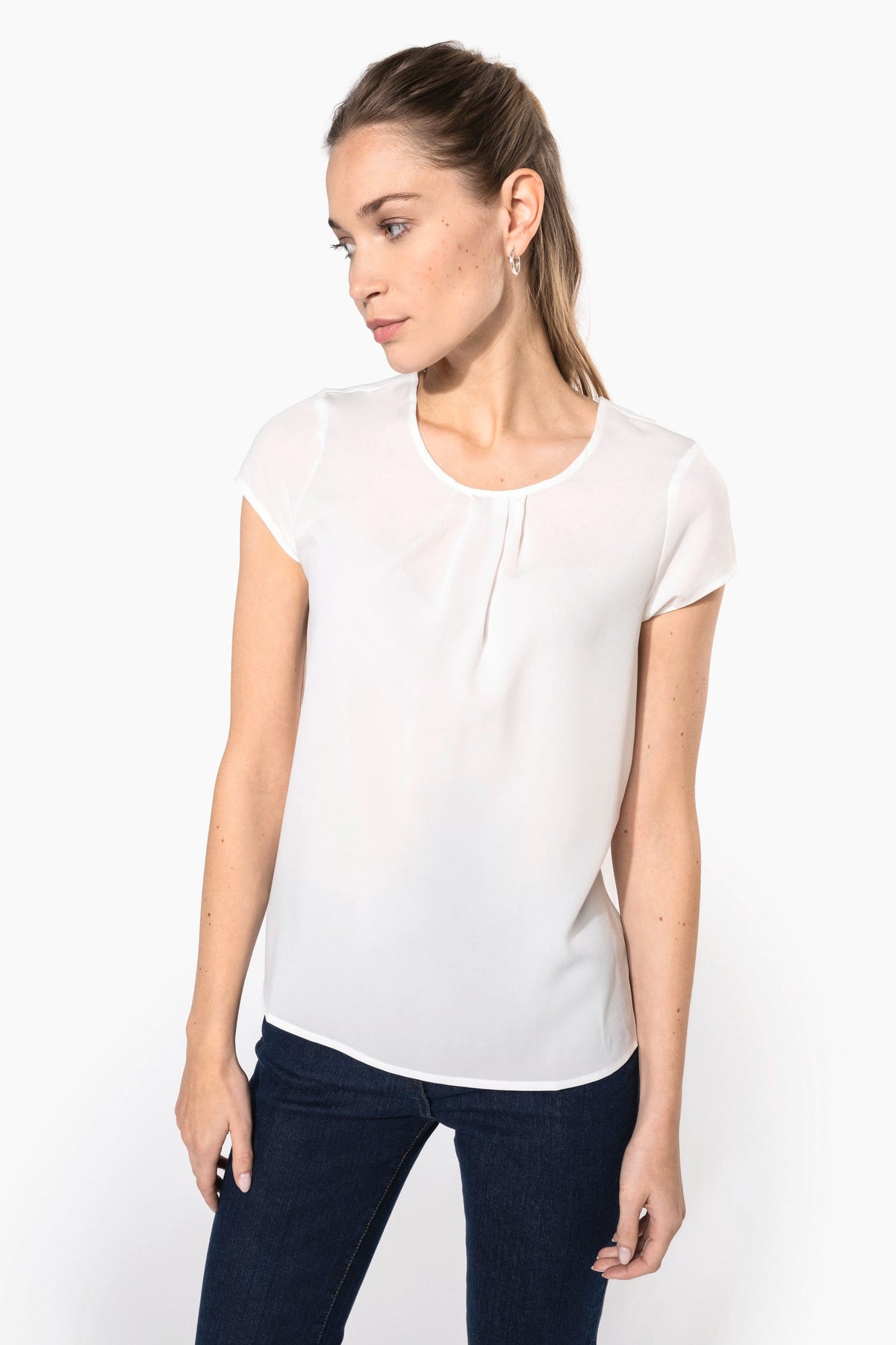 Kariban K5002 Damesblouse in crêpe met korte mouwen