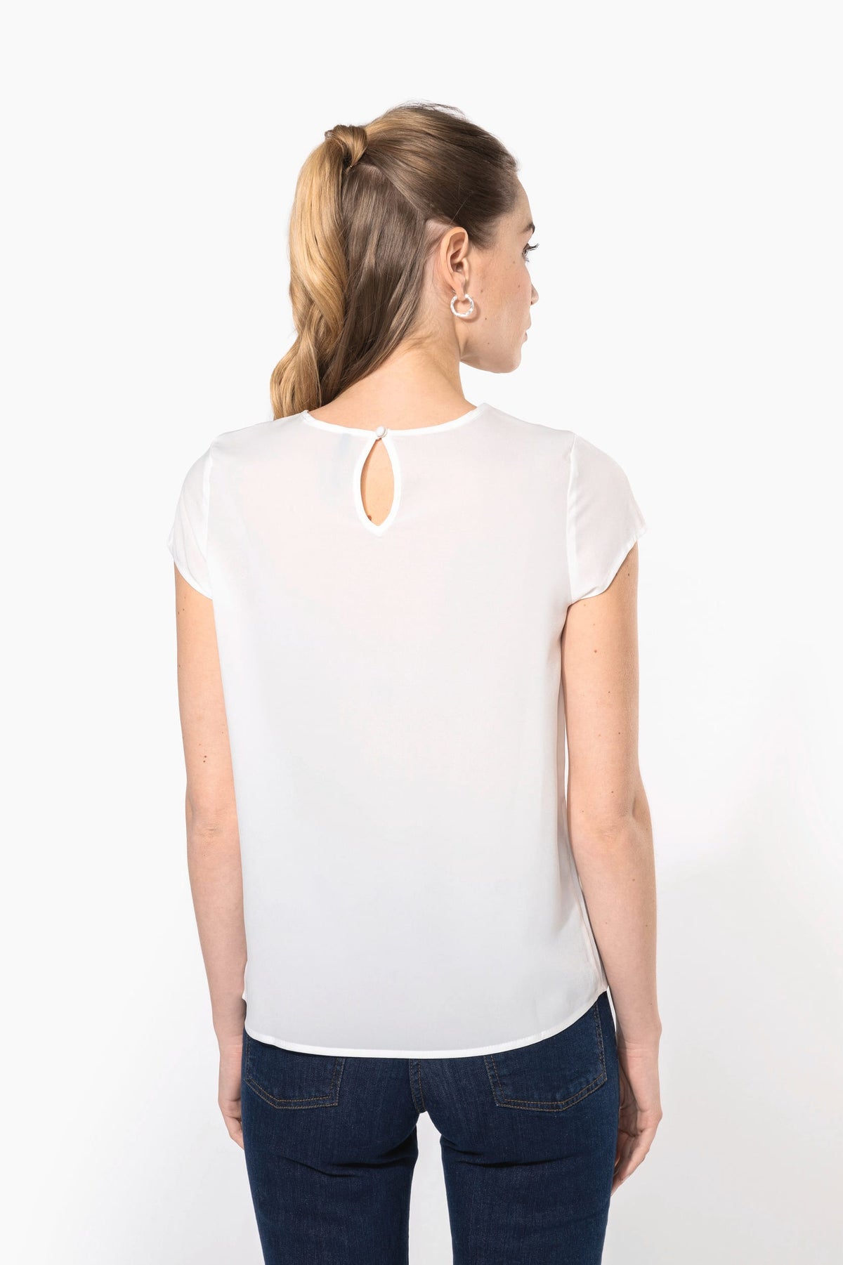 Kariban K5002 Damesblouse in crêpe met korte mouwen
