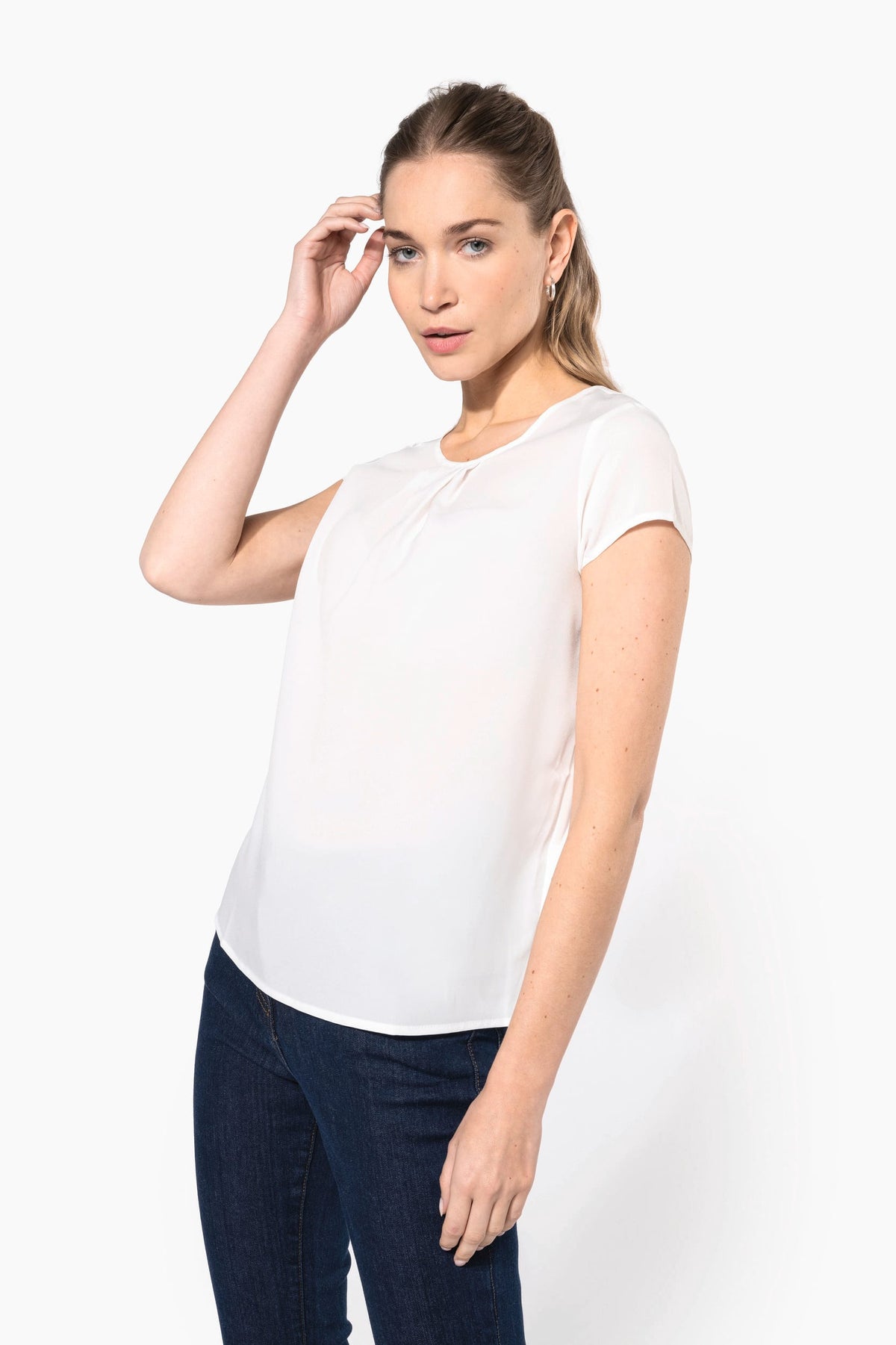 Kariban K5002 Damesblouse in crêpe met korte mouwen