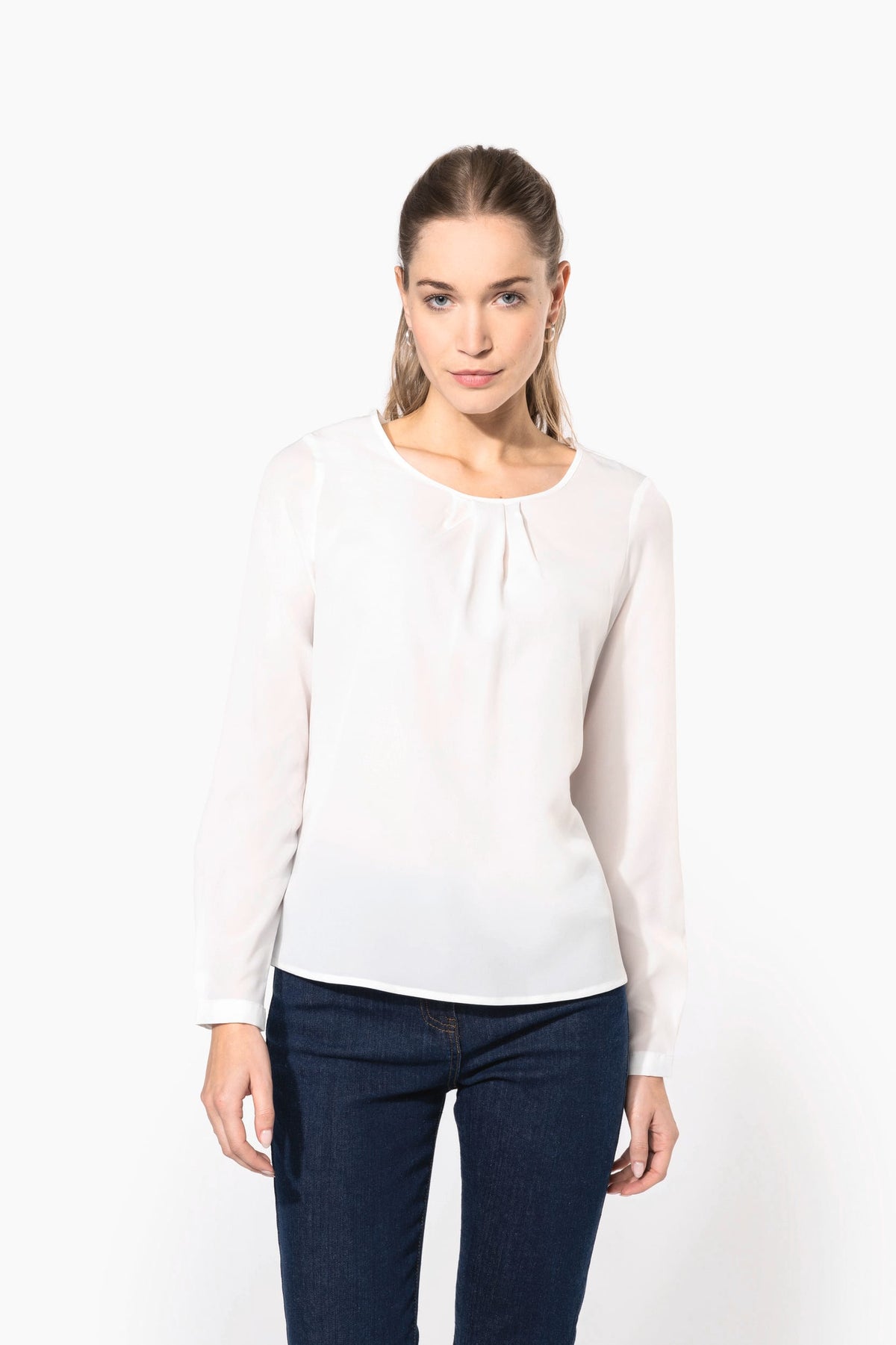 Kariban K5003 Damesblouse in crêpe met lange mouwen
