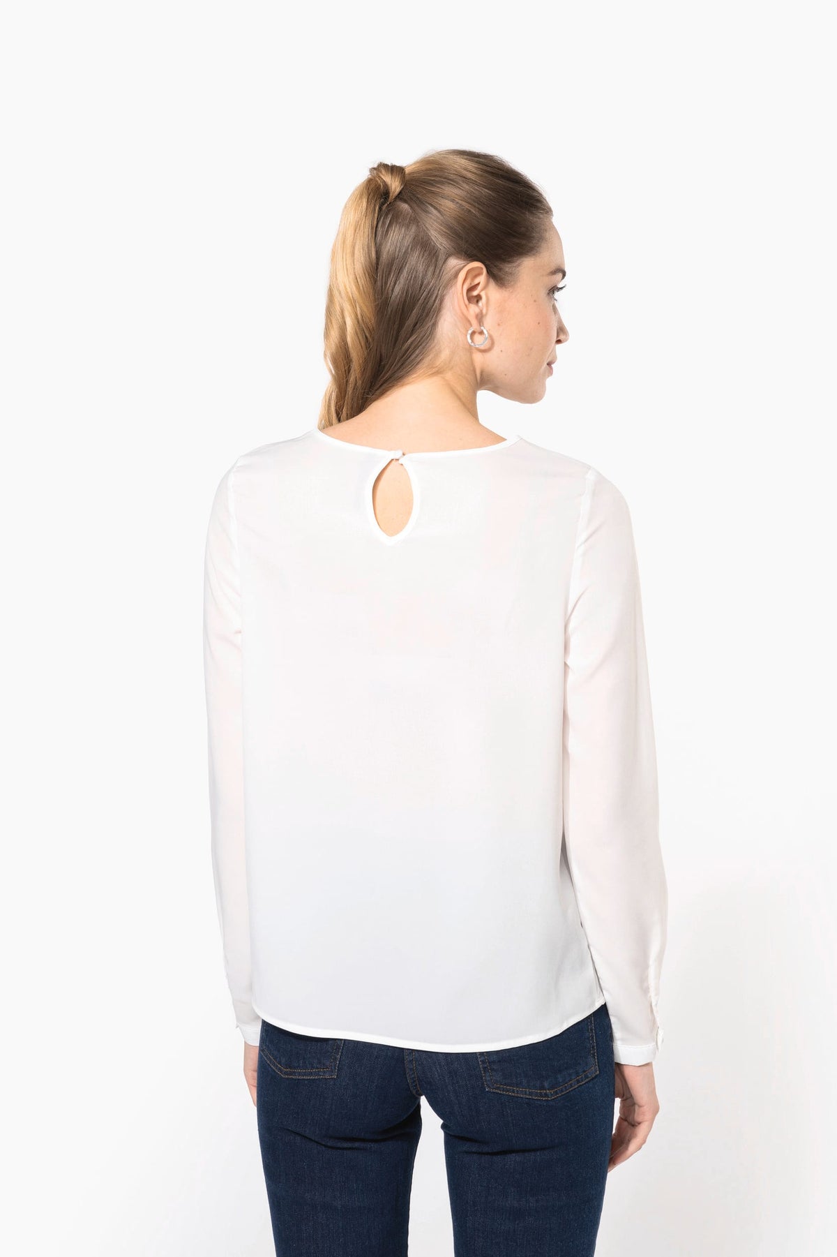 Kariban K5003 Damesblouse in crêpe met lange mouwen