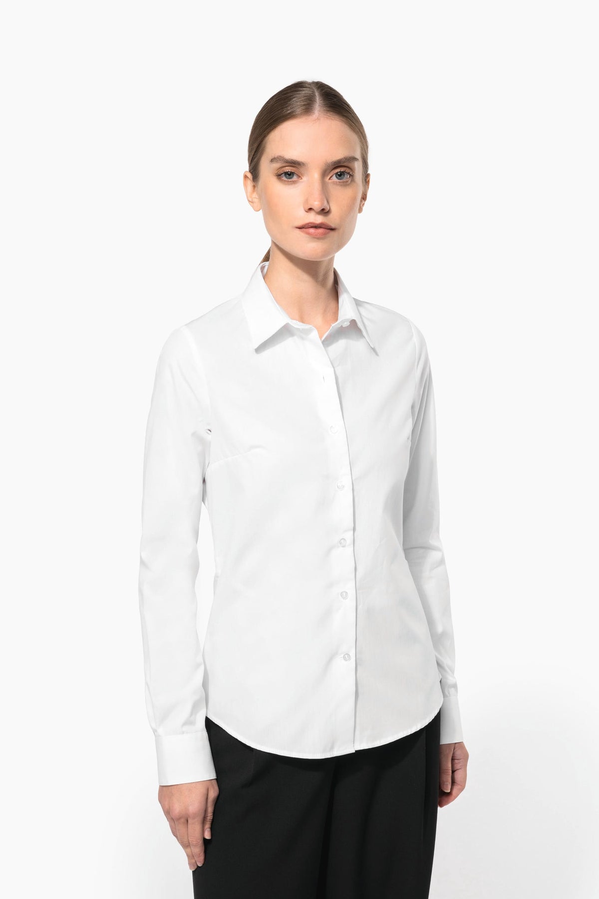 Kariban K510 Damesblouse in popeline met lange mouwen