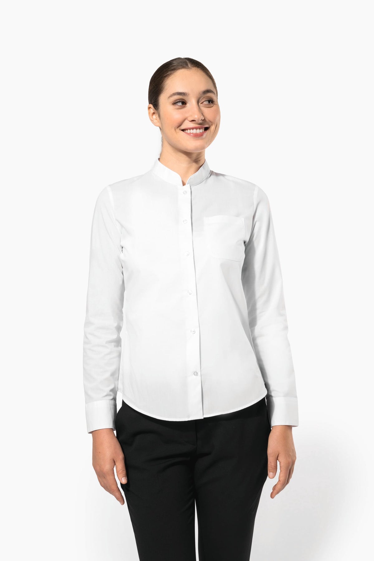 Kariban K514 Damesblouse met "Mao" kraag lange mouwen