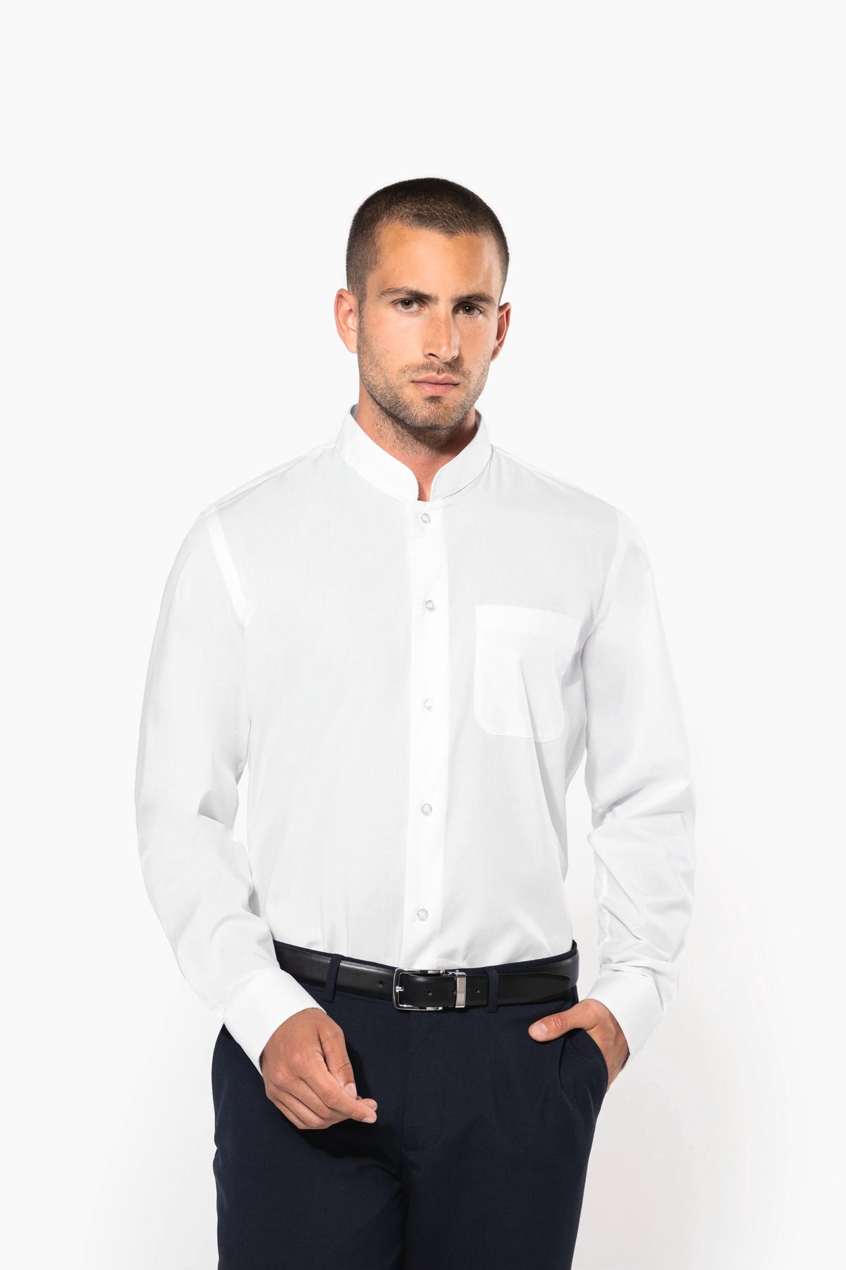 Kariban K515 Herenoverhemd met "Mao" kraag lange mouwen