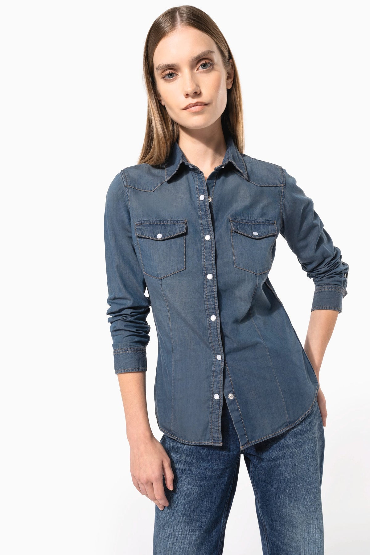 Kariban K518 Dames denim blouse lange mouwen