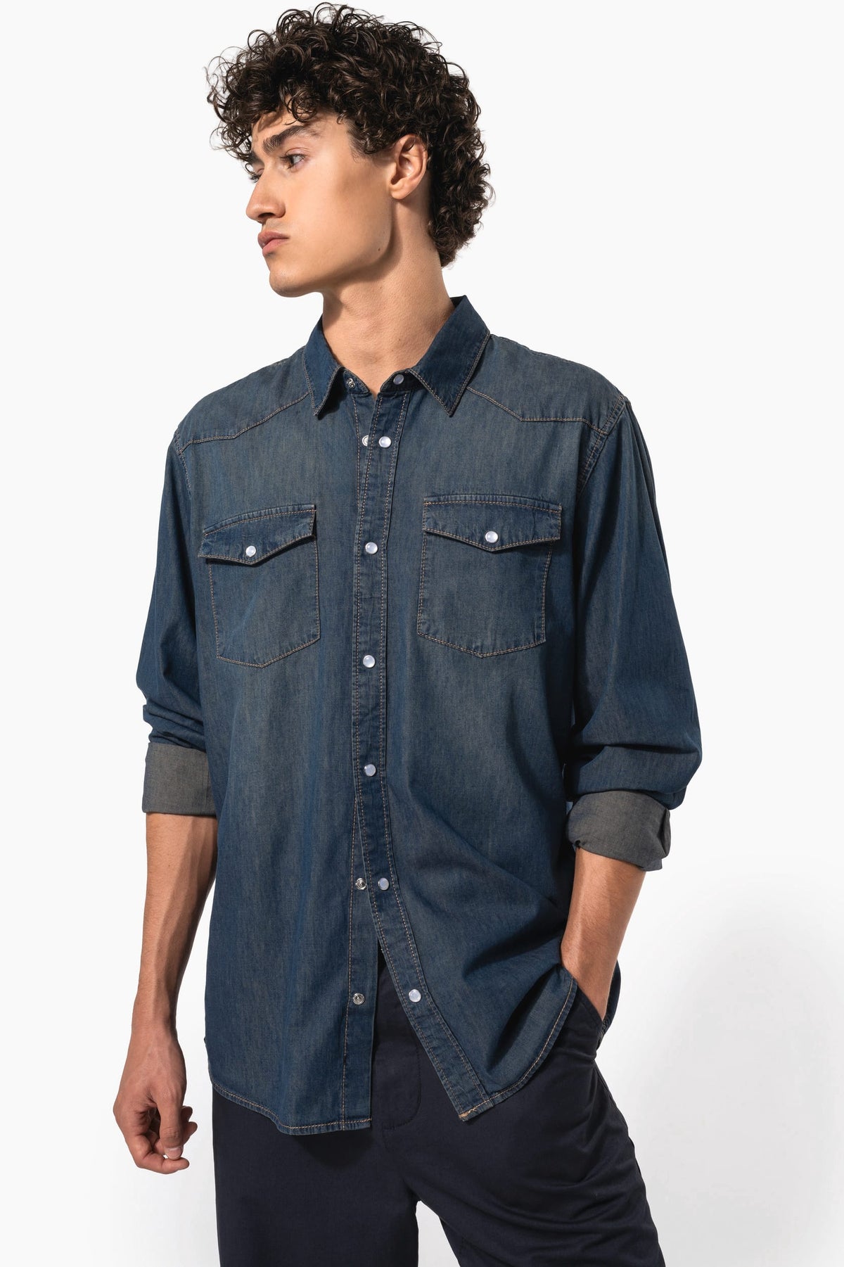 Kariban K519 Heren denim overhemd lange mouwen