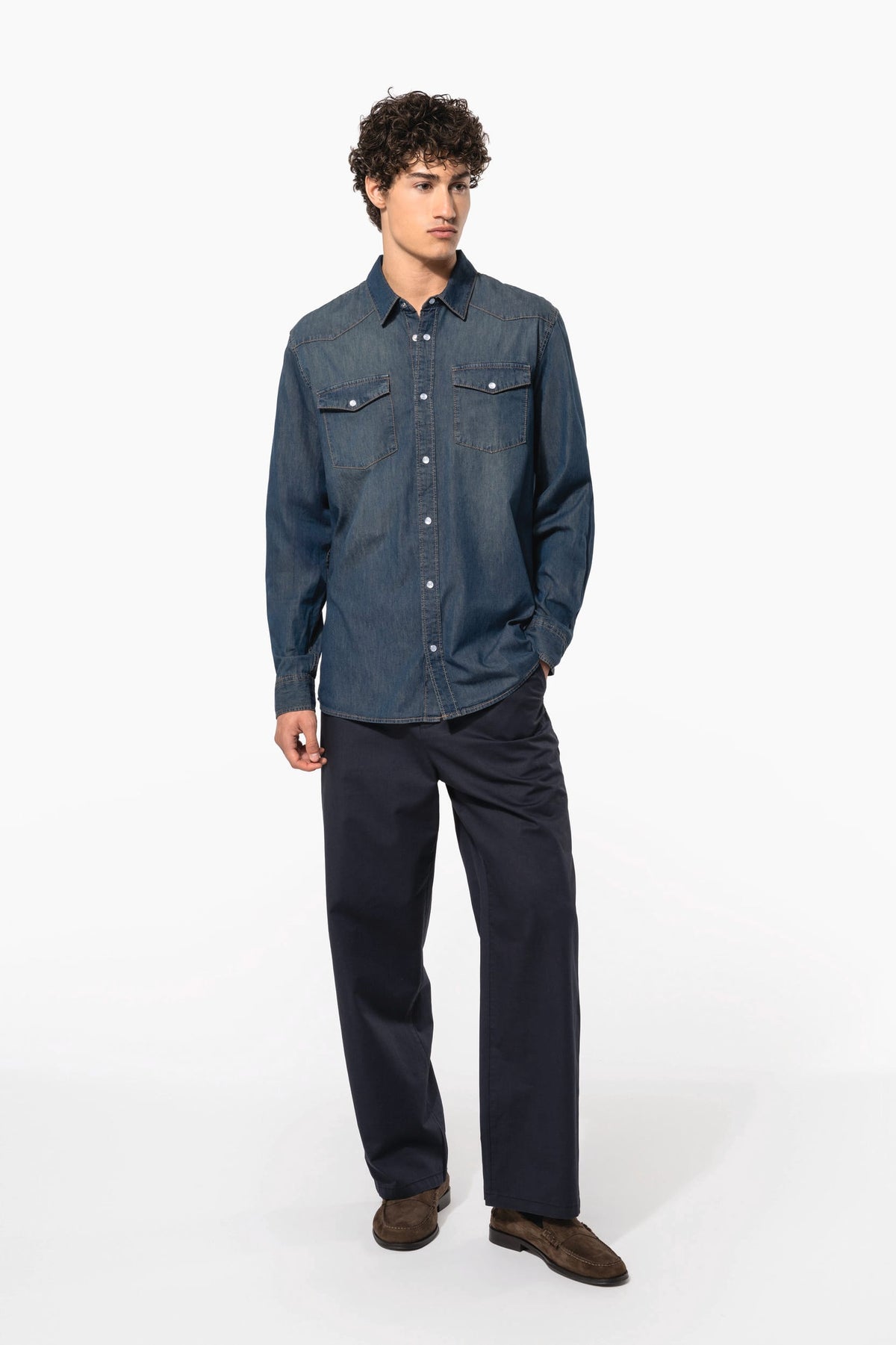 Kariban K519 Heren denim overhemd lange mouwen