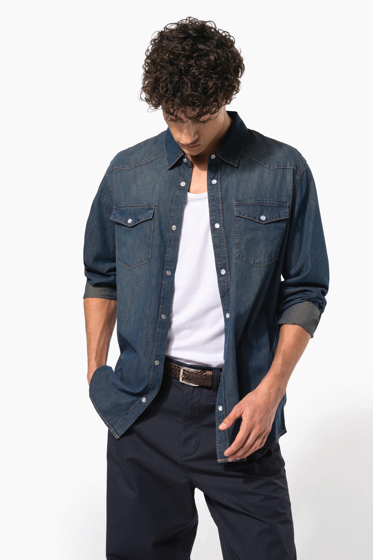 Kariban K519 Heren denim overhemd lange mouwen